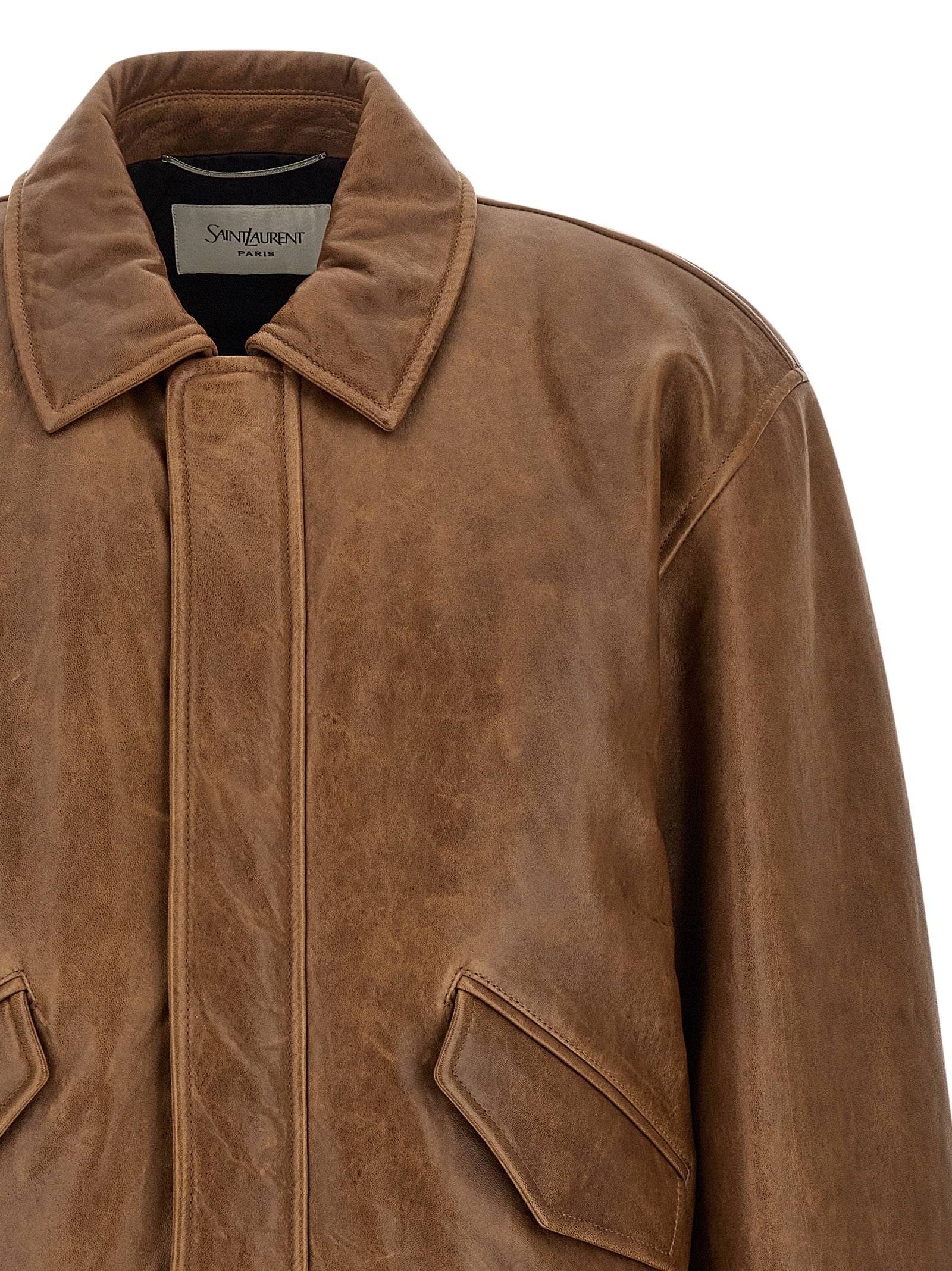 Saint Laurent Men Vintage Leather Bomber Jacket SAINT LAURENT