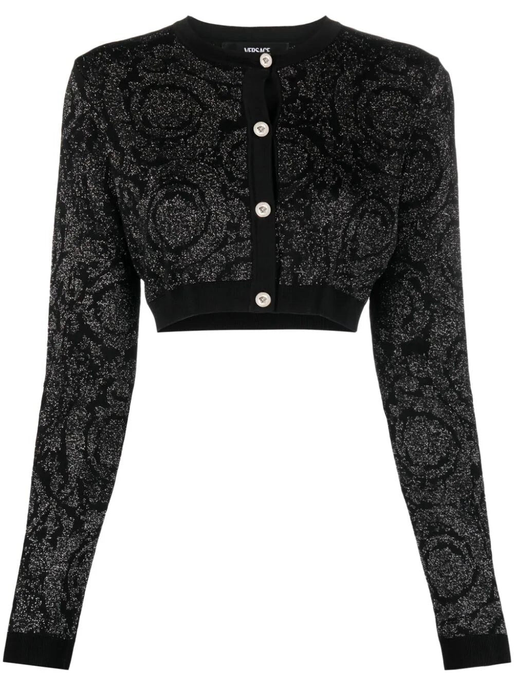 Versace Women `Barocco Texture` Knit Cropped Cardigan VERSACE