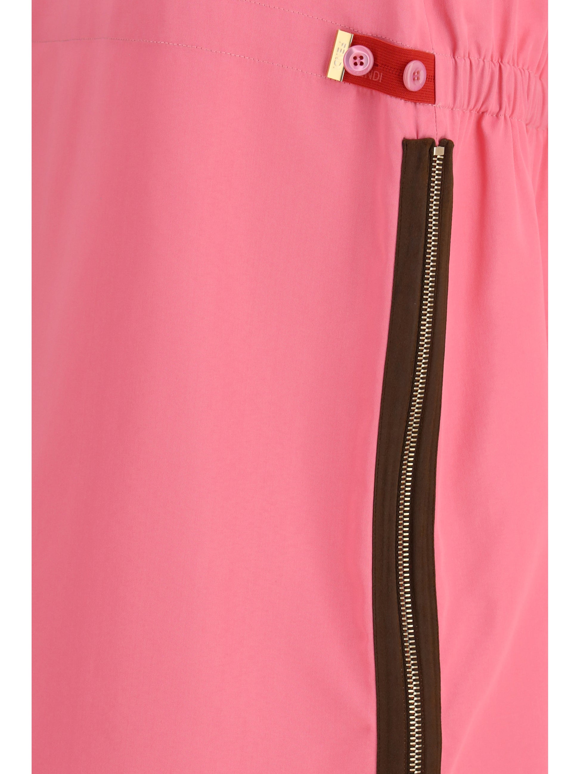 Fendi Women Midi Skirt With Zip Detailing And Elasticated Waist FENDI