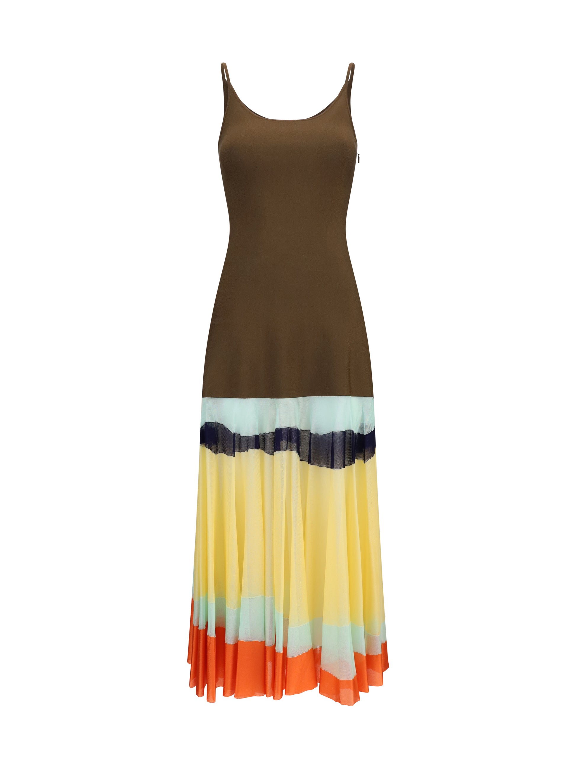 Fendi Women Long Dress With Color-Striped Skirt FENDI