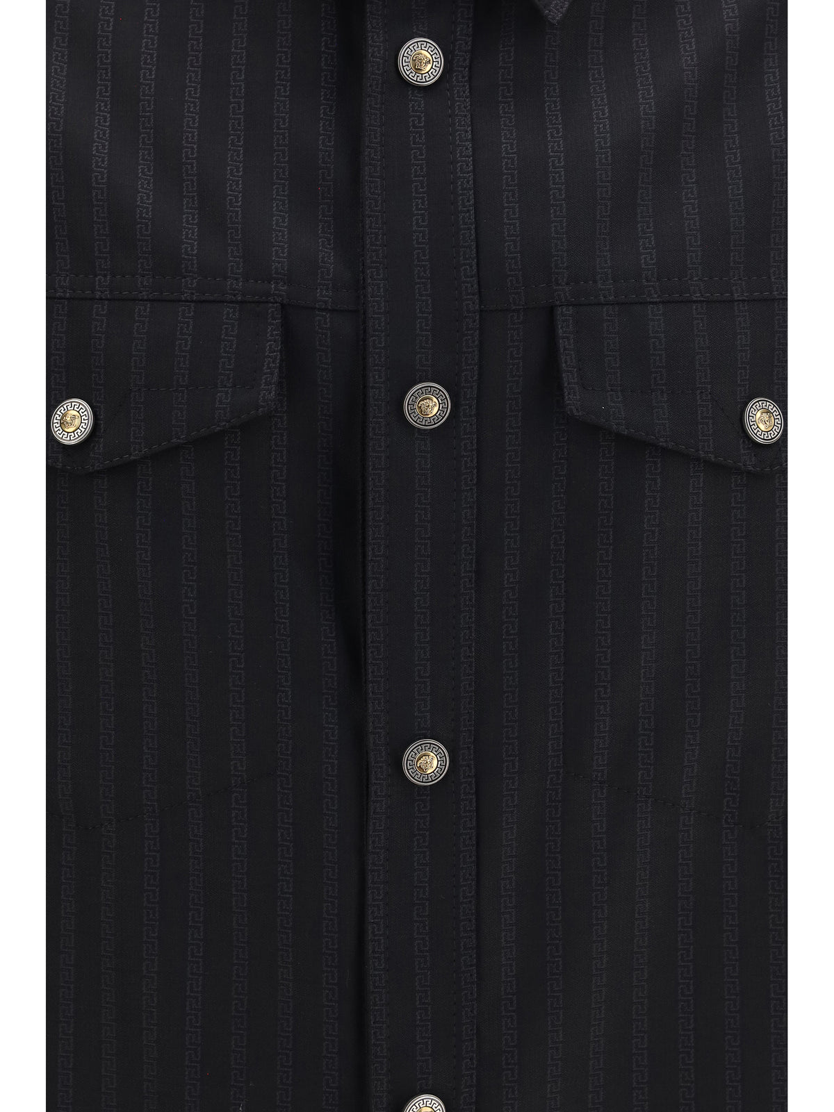Versace Men Greca Monogram Jacquard Wool Shirt VERSACE