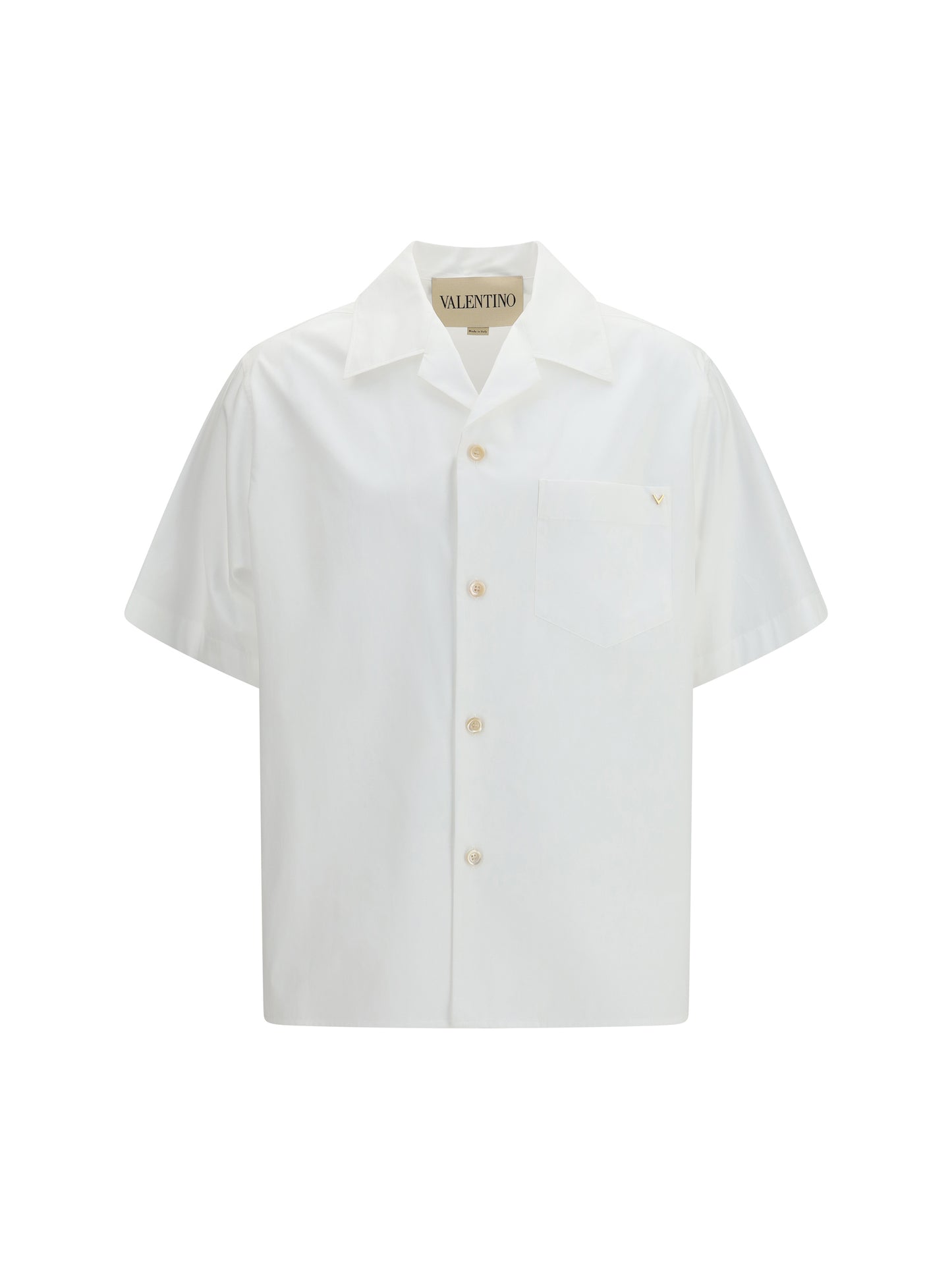 Valentino Men Cotton Poplin Bowling Shirt With Vgold VALENTINO
