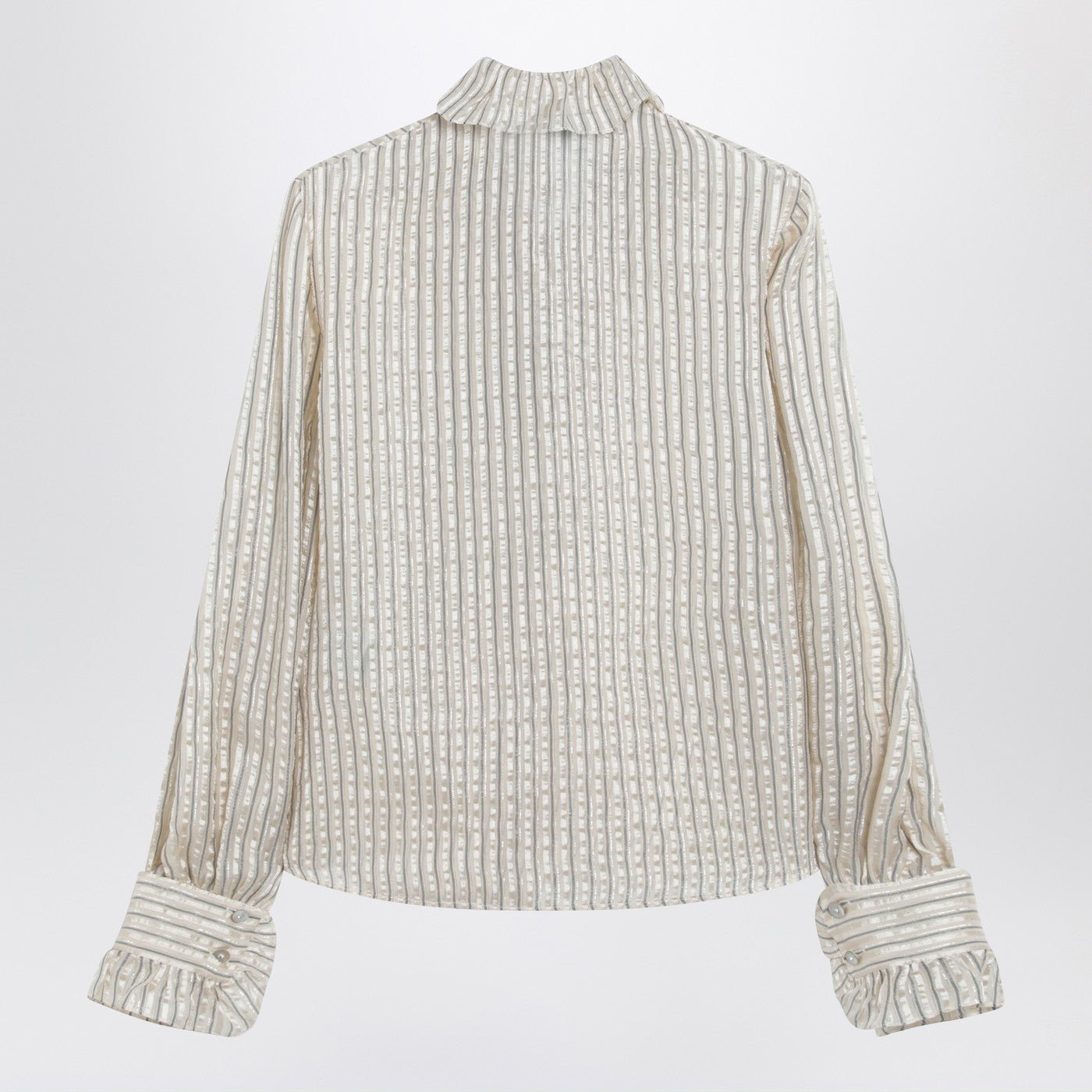 Valentino Light Beige Silk-Blend Shirt With Ruffles Women VALENTINO