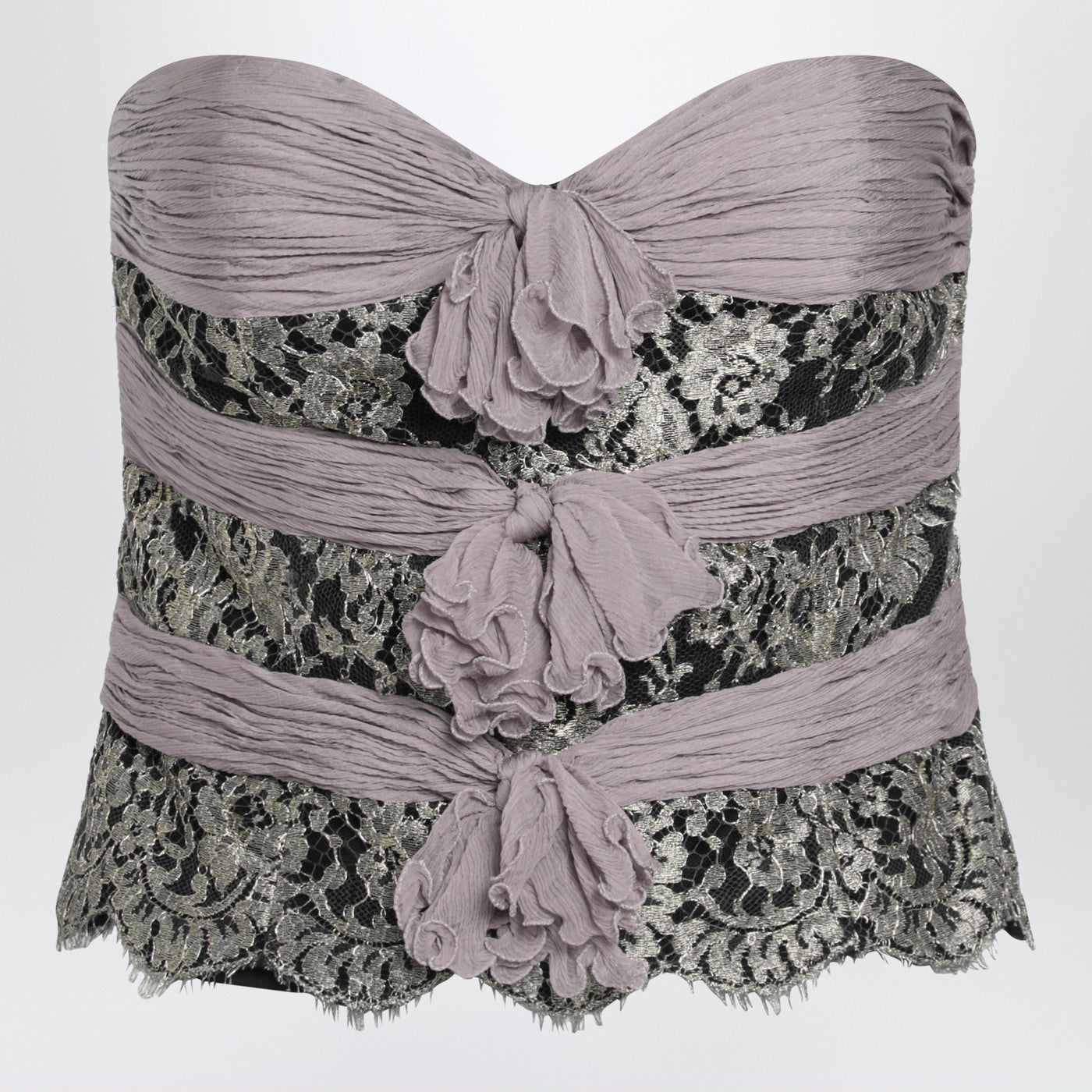 Valentino Grey/Mauve/Gold Chiffon Silk Top Women VALENTINO