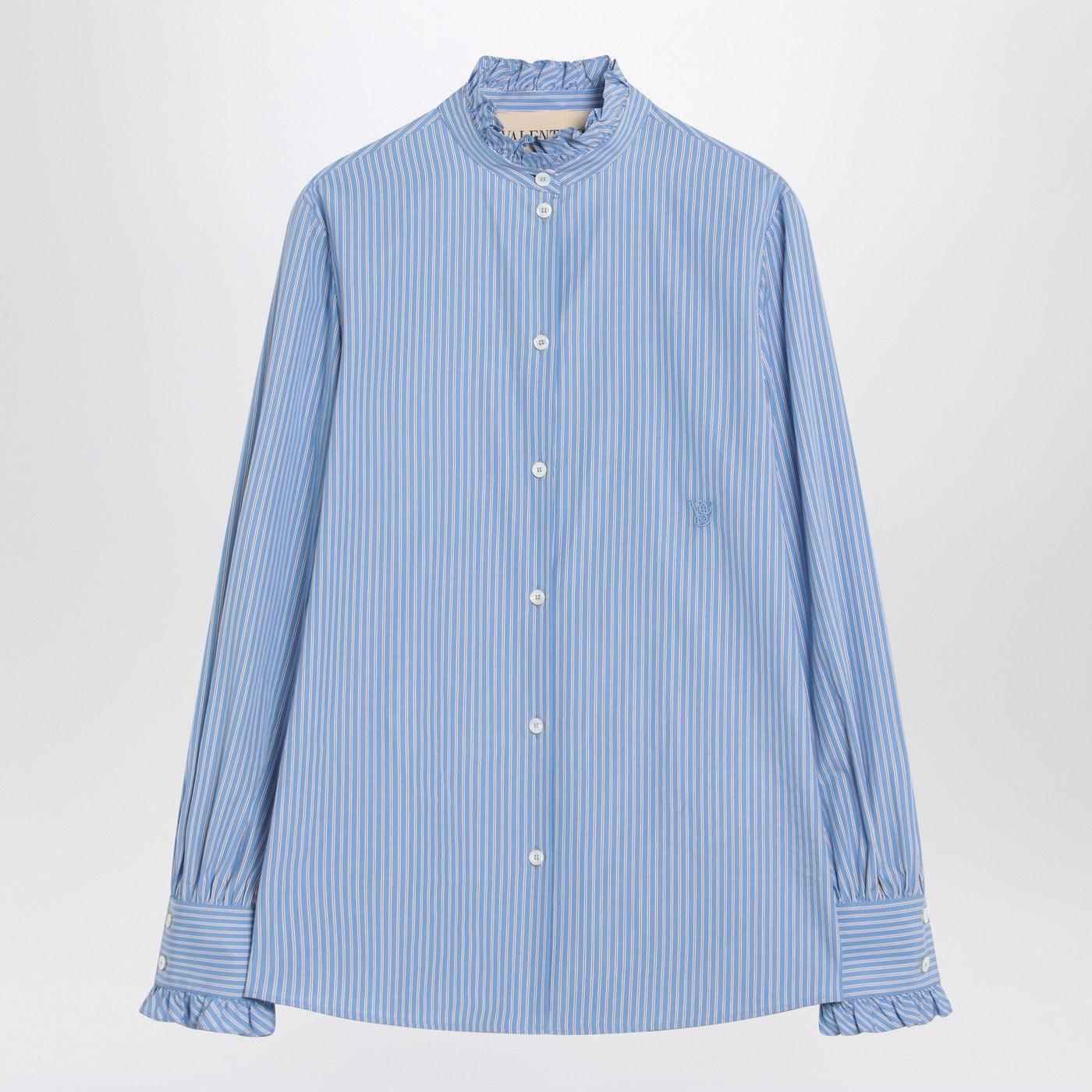 Valentino Light Blue Striped Shirt In Cotton Women VALENTINO