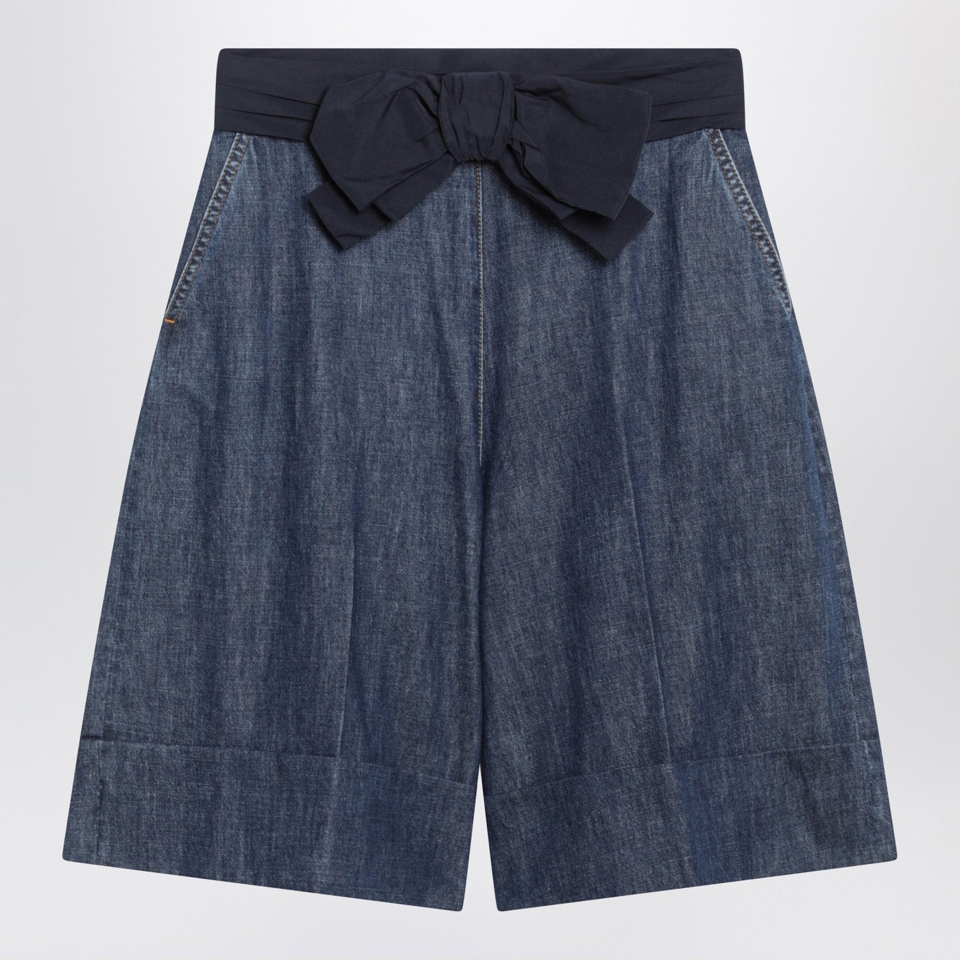 Valentino Denim Bermuda Shorts With Oversized Bow Women VALENTINO