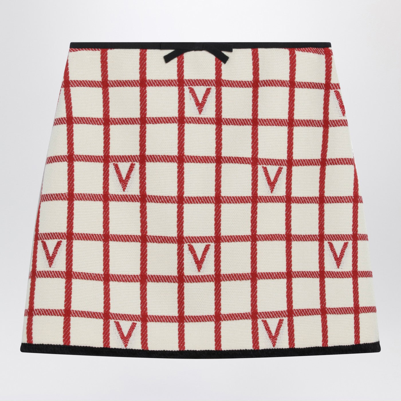Valentino Ivory Skirt With Check Vlogo Pattern Women VALENTINO