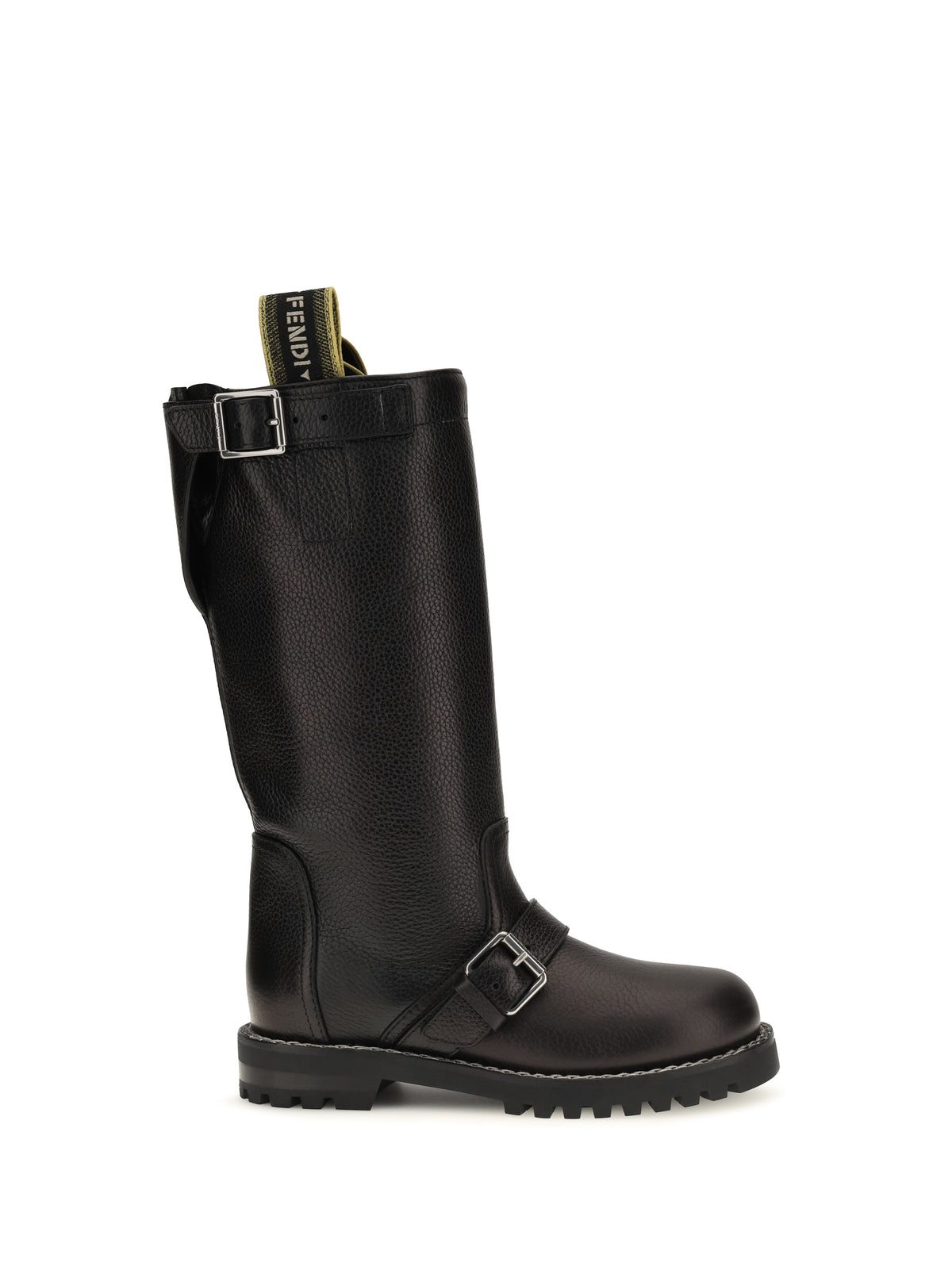 Fendi Women Glossy Calfskin Biker Boots FENDI