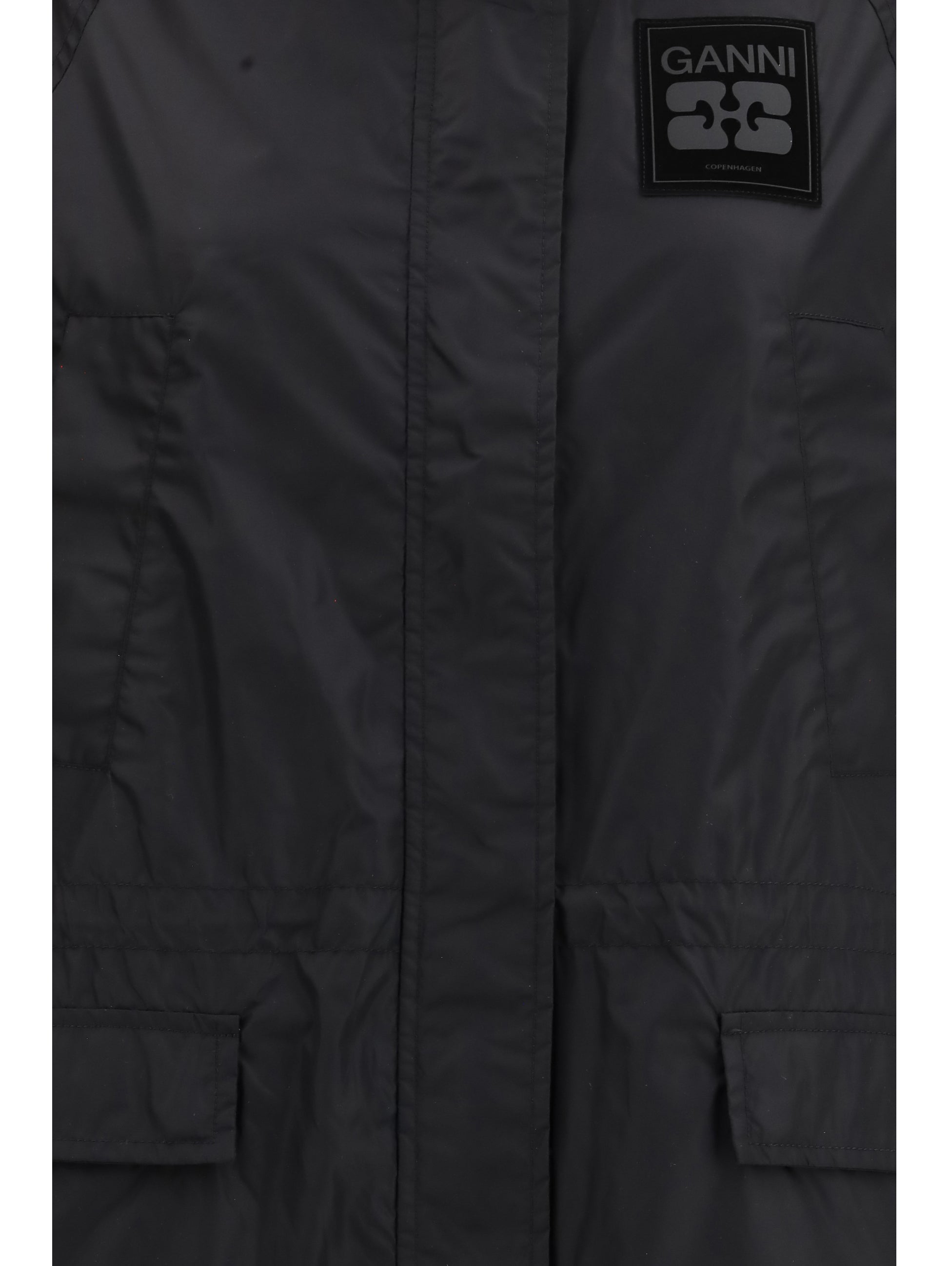 Ganni Women Flyweight Banana Graphic Long Parka GANNI