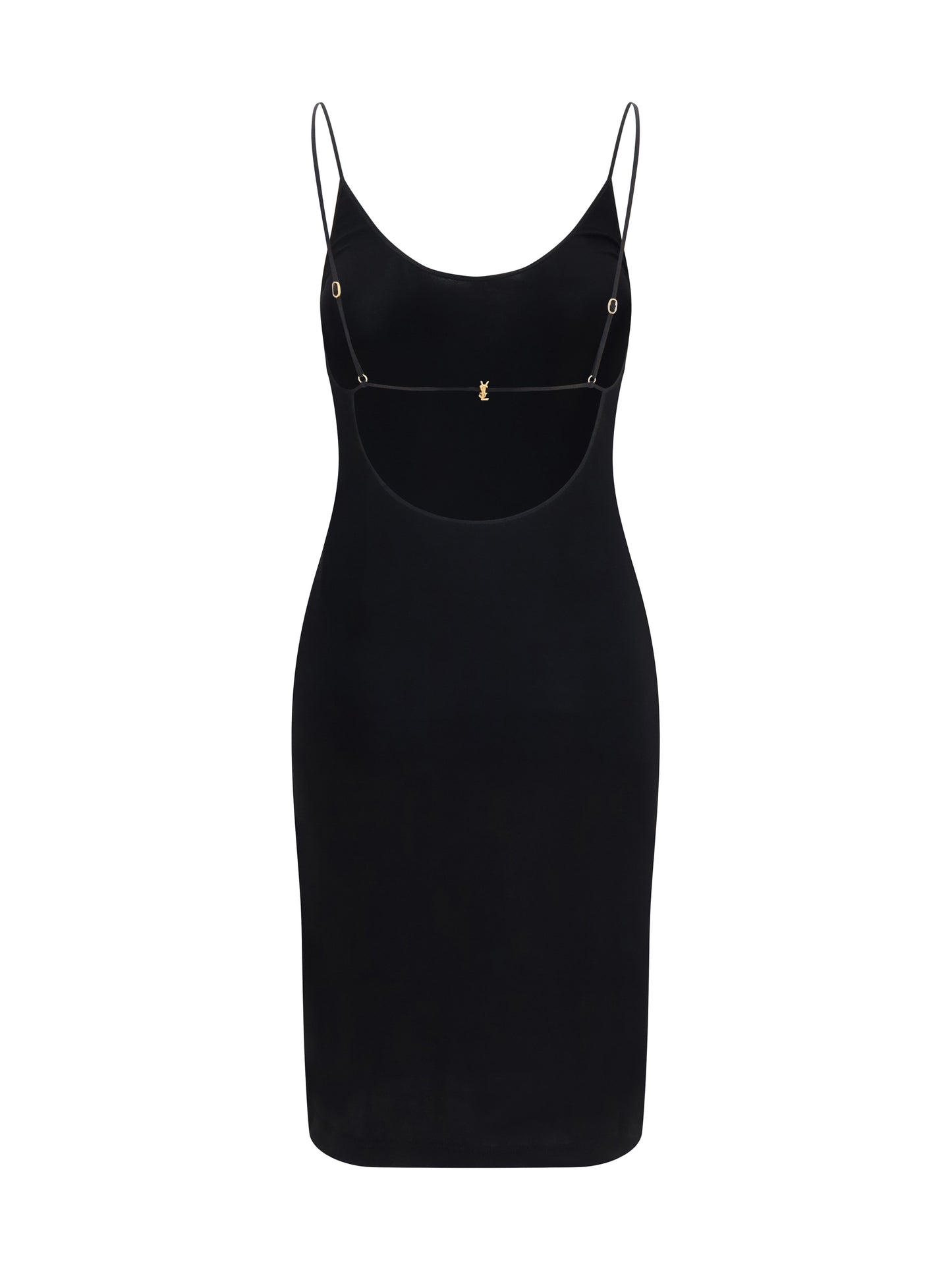Saint Laurent Women Cassandre Open-Back Ribbed-Knit Dress SAINT LAURENT