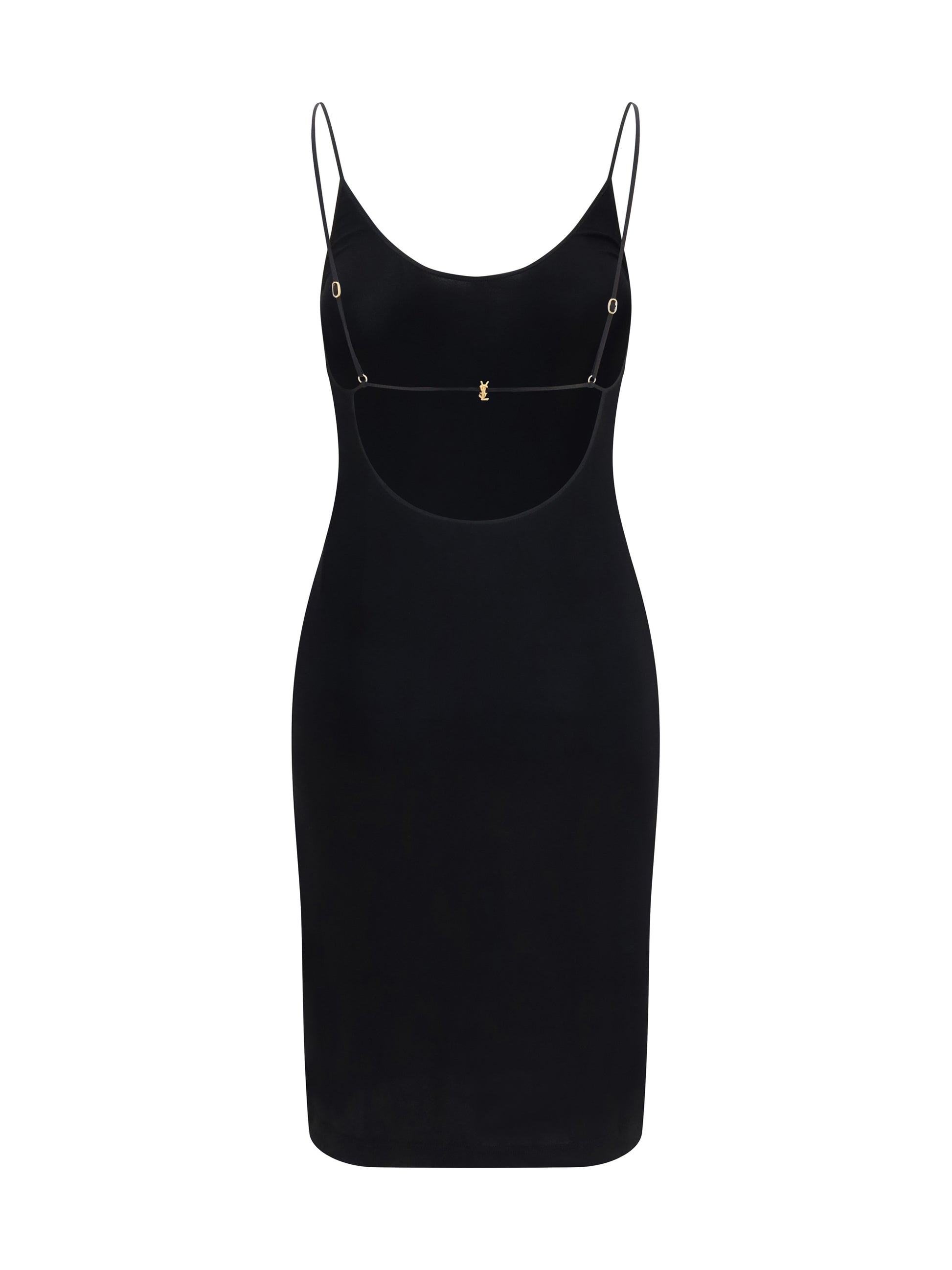 Saint Laurent Women Cassandre Open-Back Ribbed-Knit Dress SAINT LAURENT