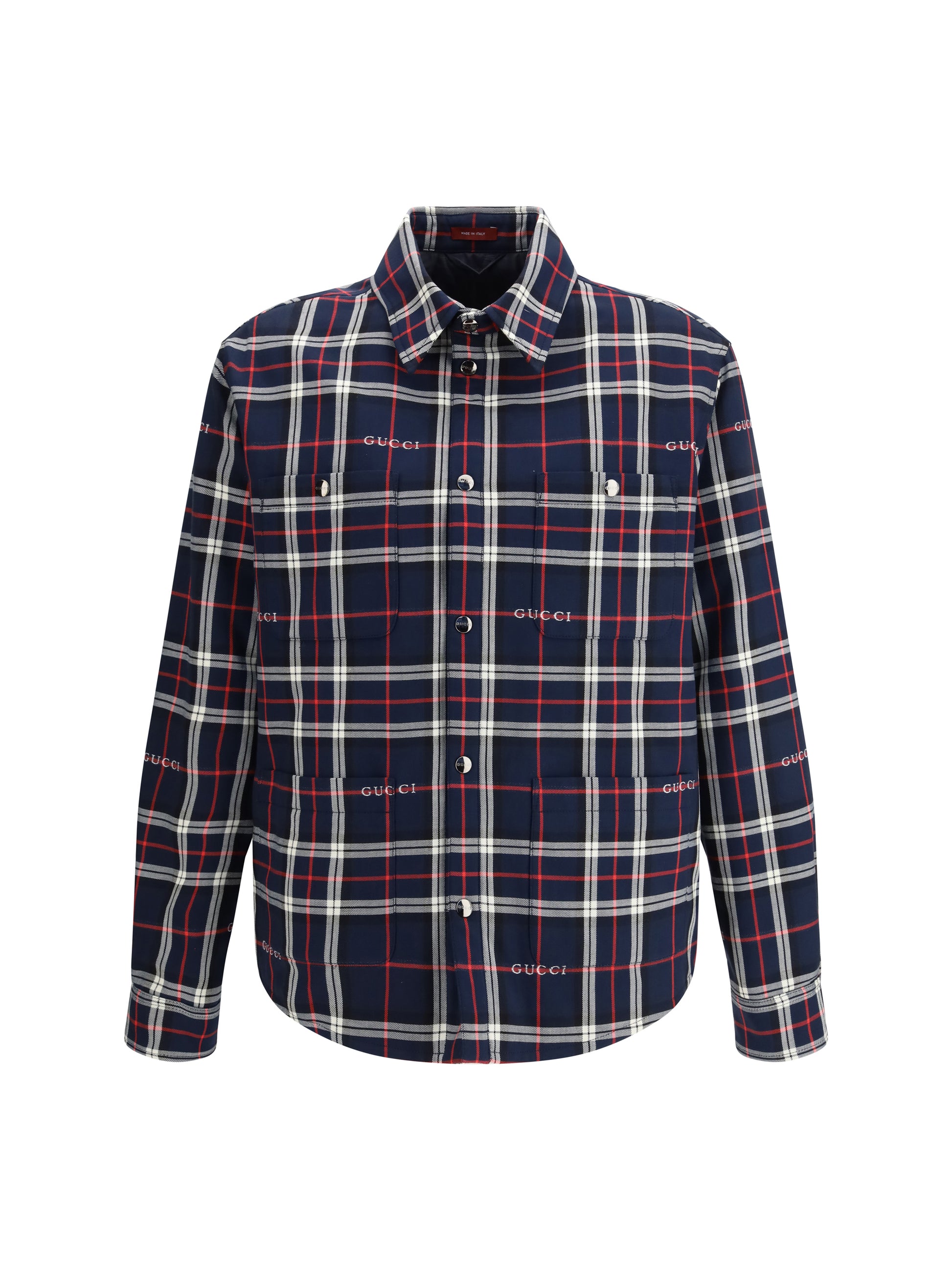 Gucci Men Padded Tartan Cotton Jacquard Shirt GUCCI