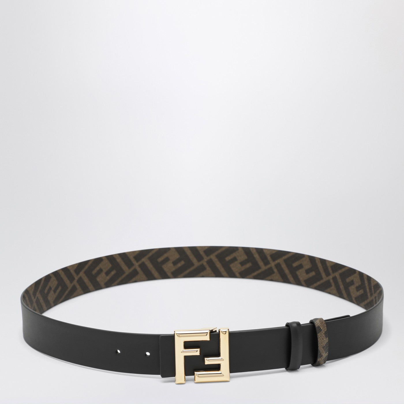 Fendi Ff Rounded Belt Black/Brown Men FENDI