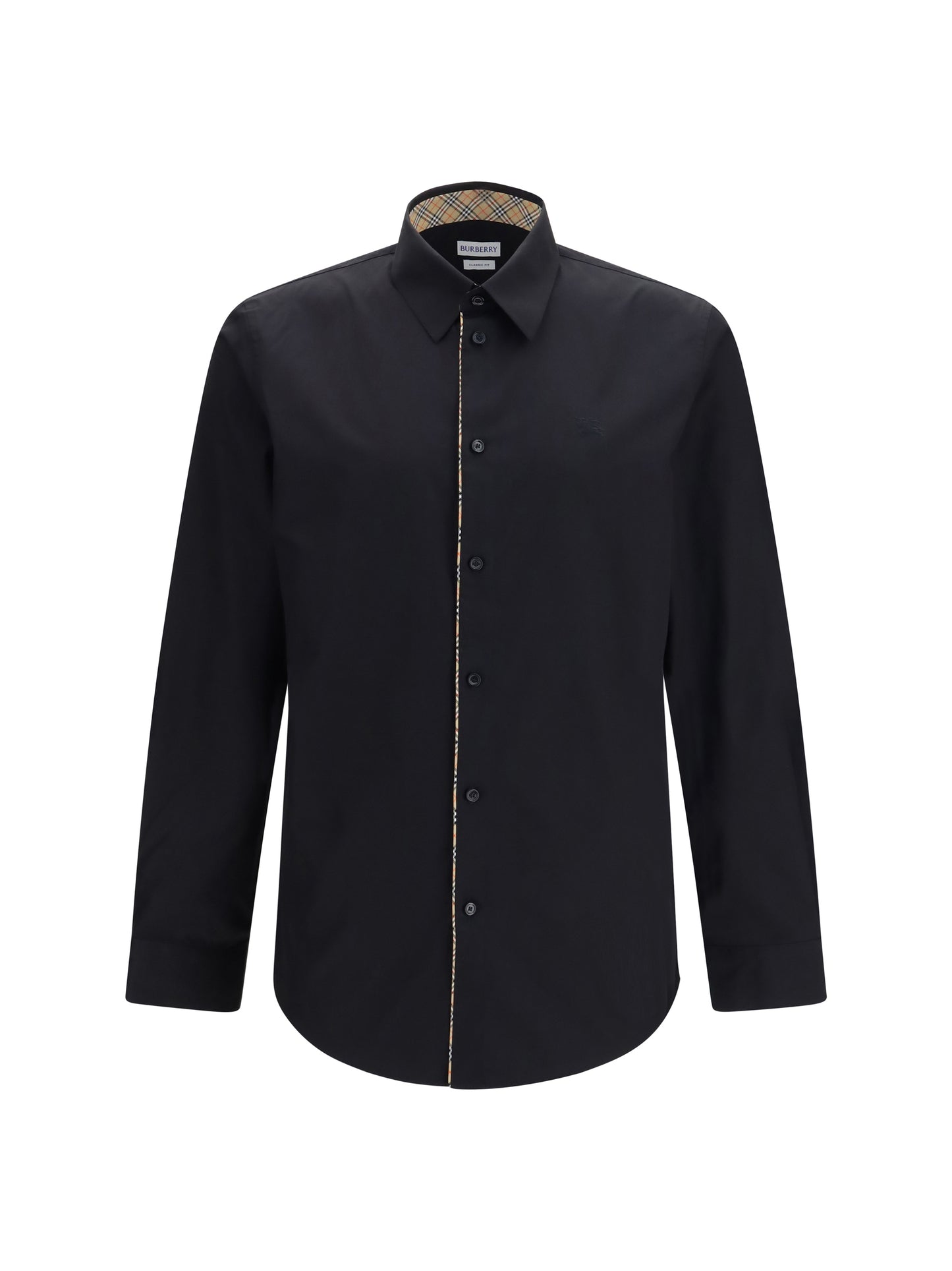 Burberry Men Cotton Shirt With Check Trims BURBERRY