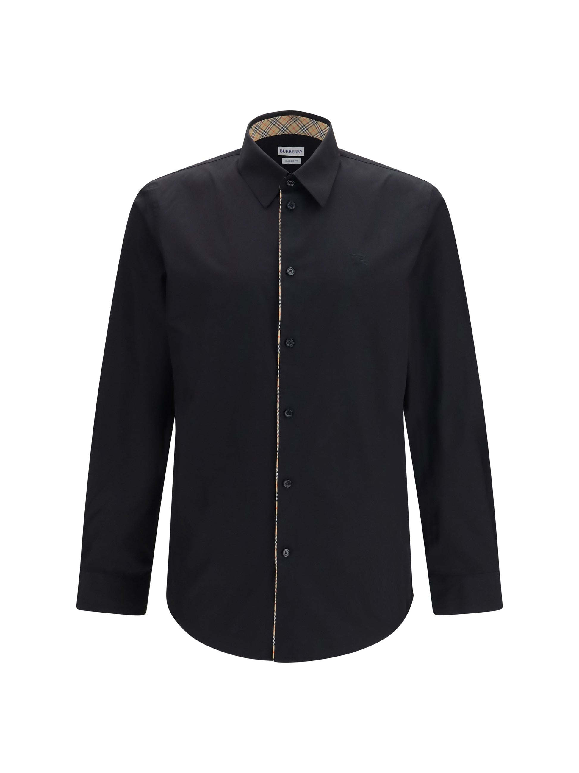Burberry Men Cotton Shirt With Check Trims BURBERRY