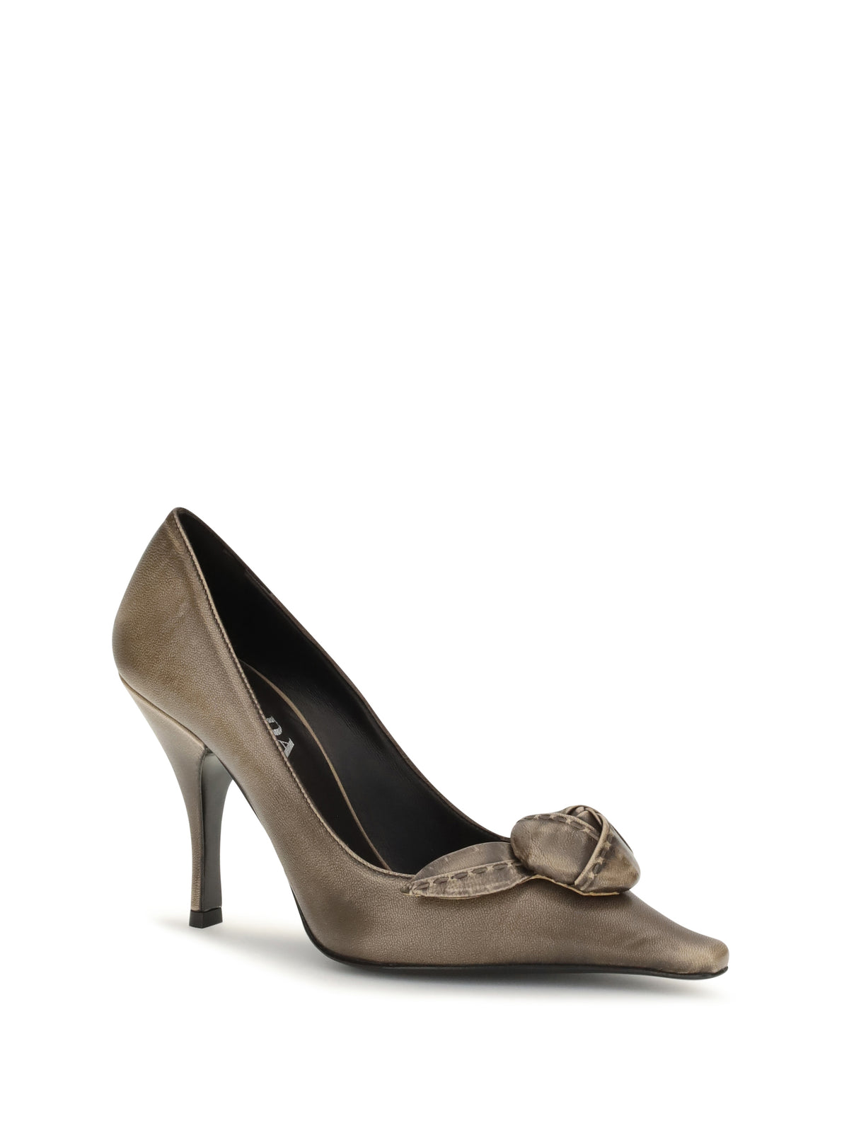 Prada Women Leather Pumps With Rose Appliqué PRADA