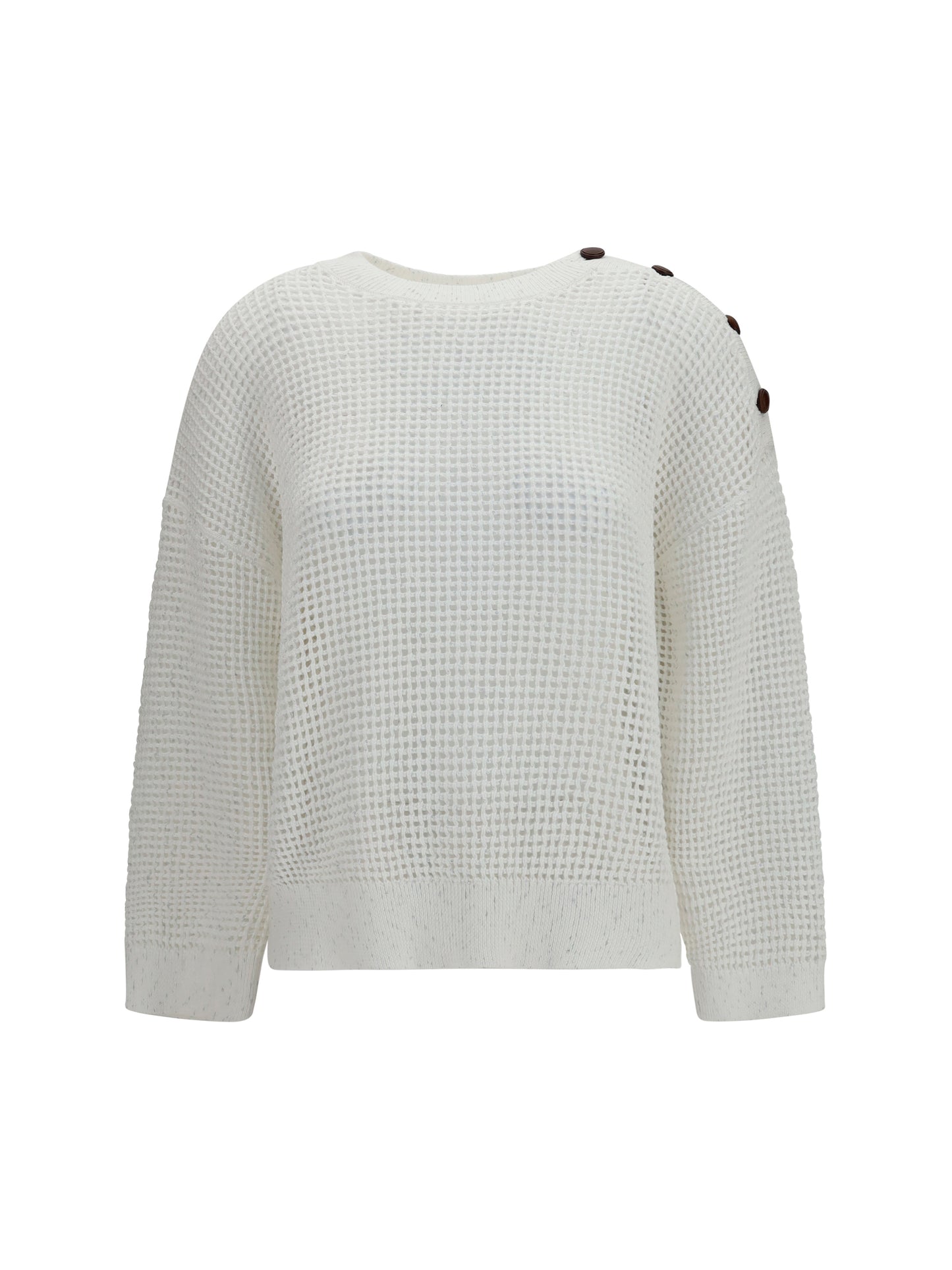 Brunello Cucinelli Women Openwork Sweater With Shoulder Buttons BRUNELLO CUCINELLI