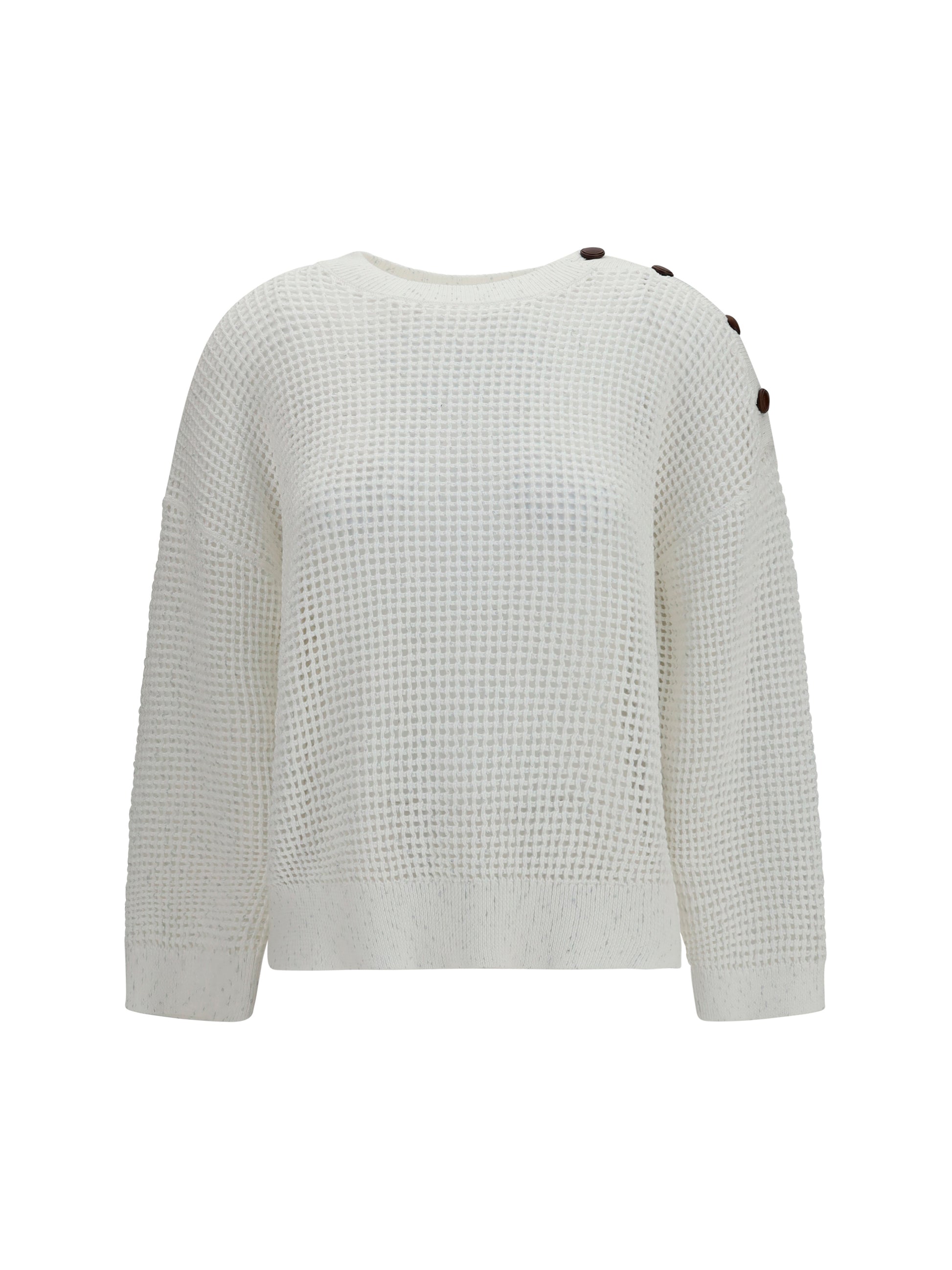 Brunello Cucinelli Women Openwork Sweater With Shoulder Buttons BRUNELLO CUCINELLI