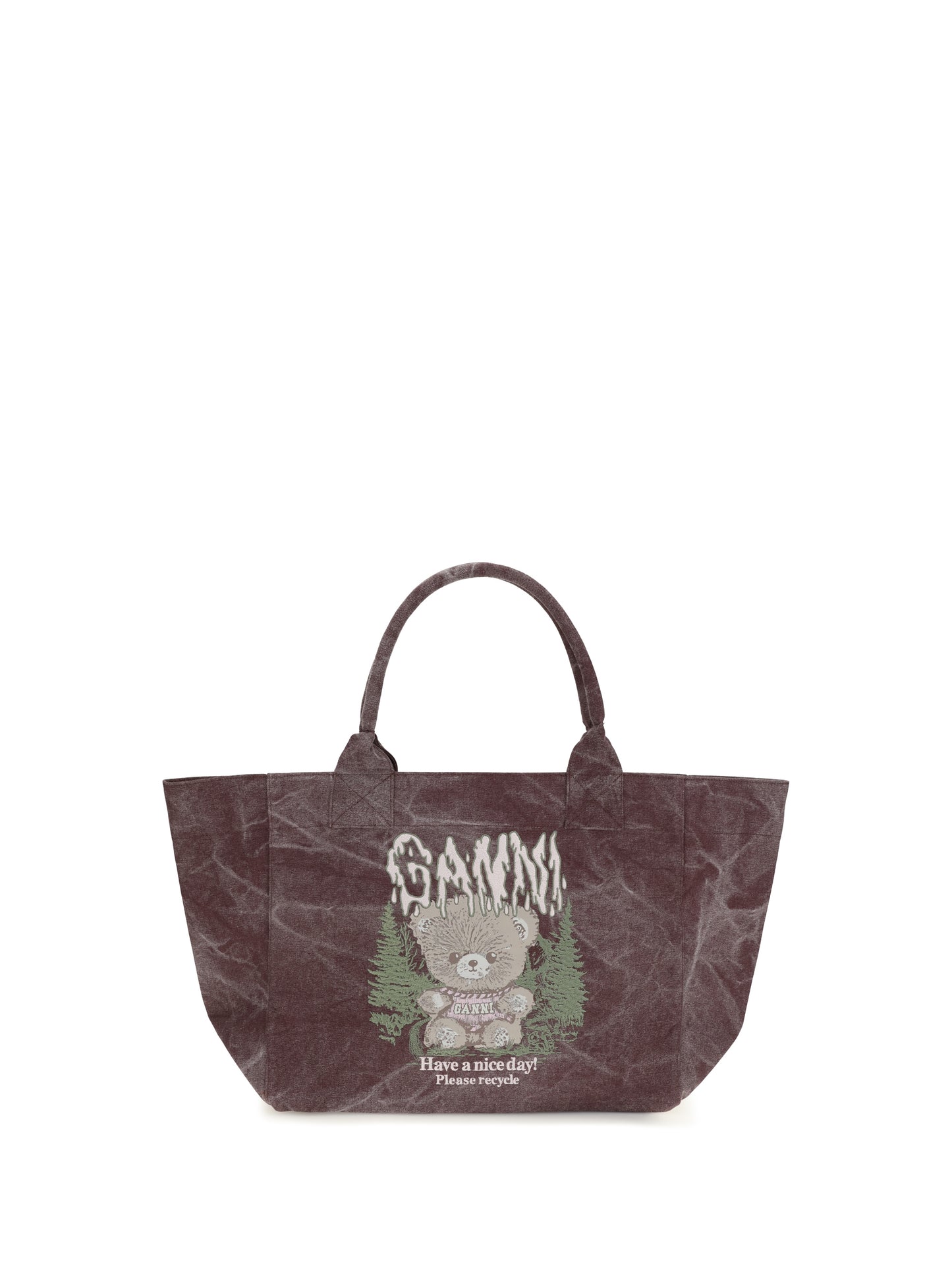 Ganni Women Medium Trapeze Teddy Print Shopping Bag GANNI
