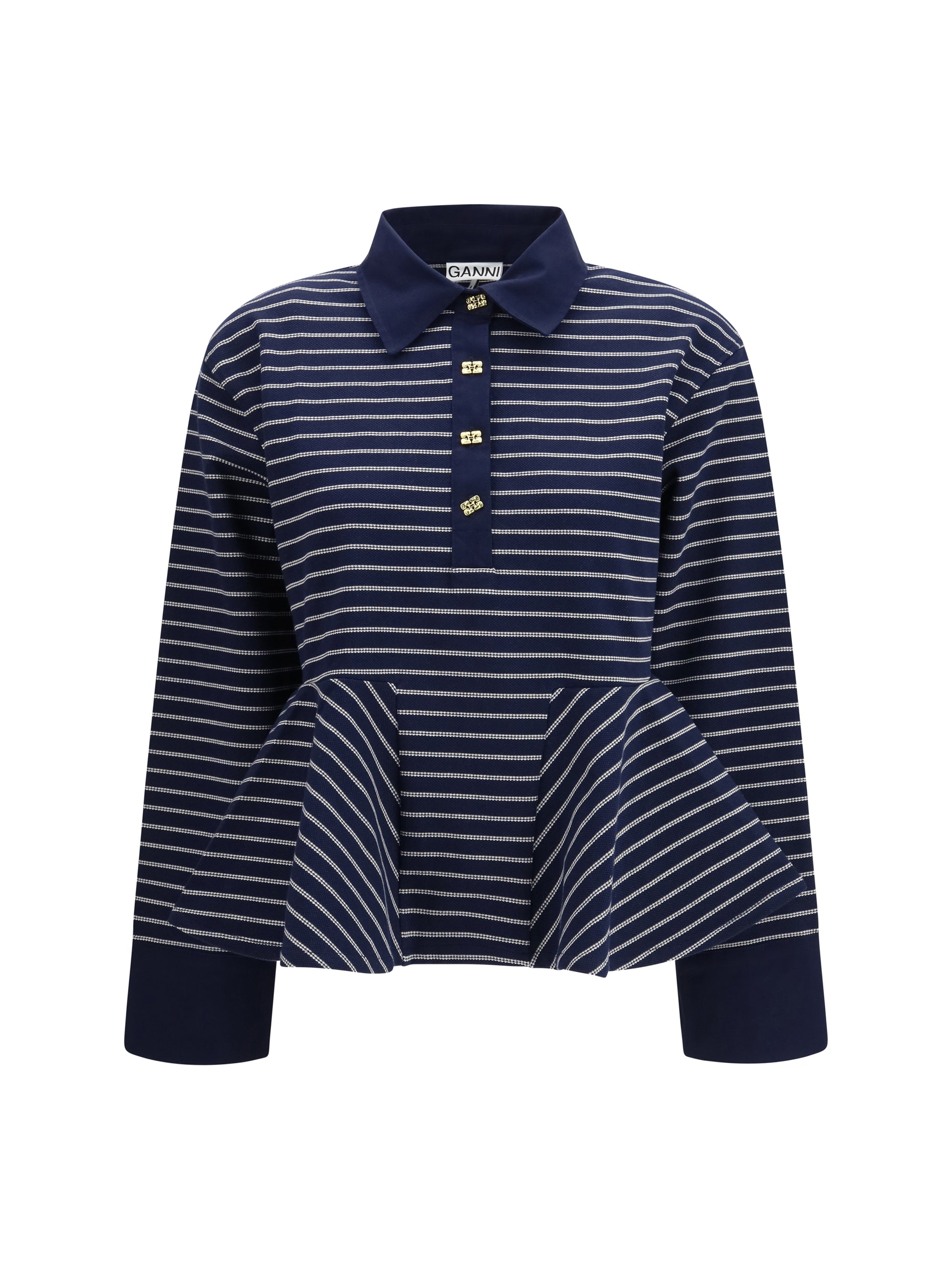 Ganni Women Striped Polo Shirt GANNI
