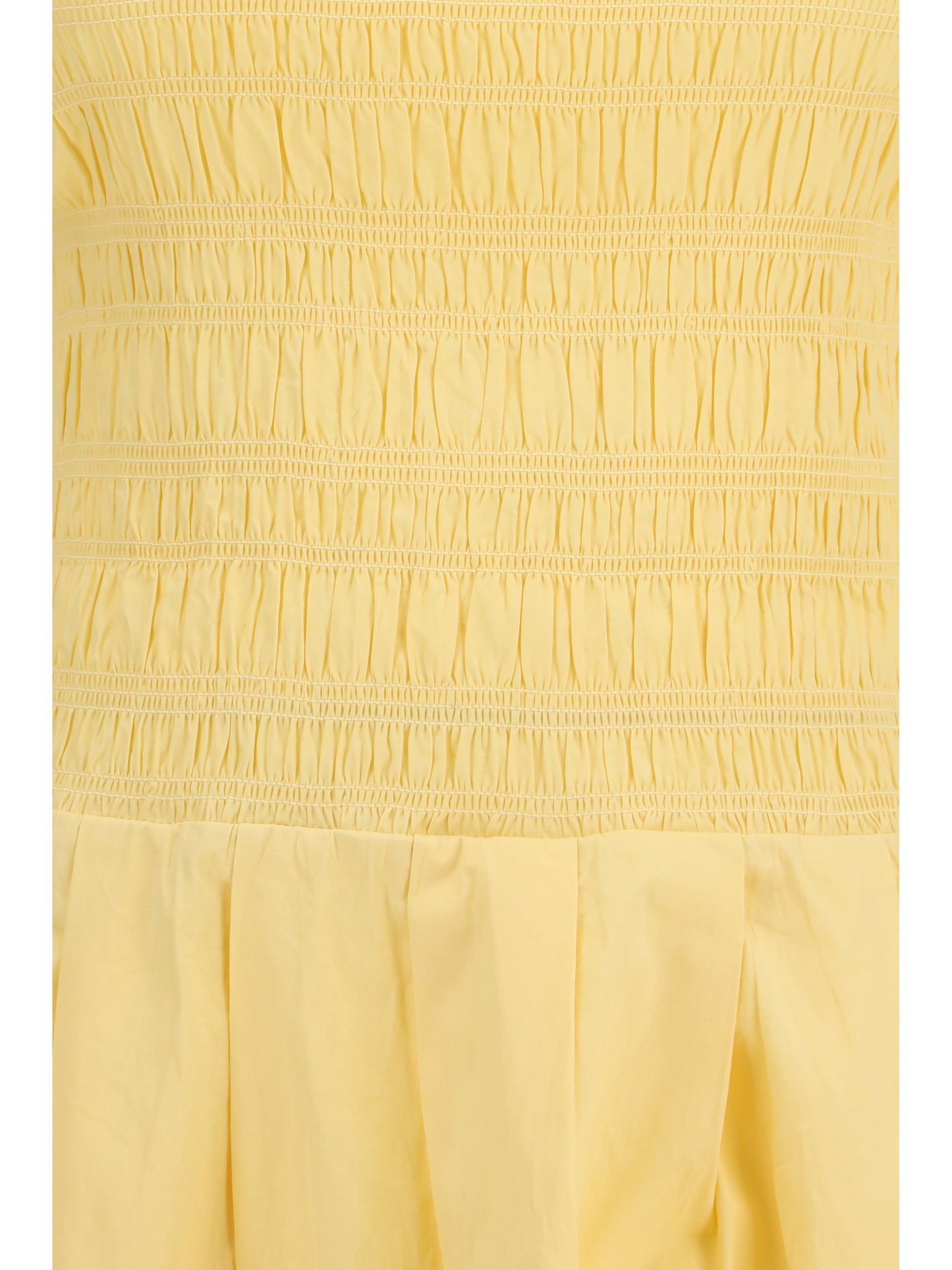 Ganni Women Stretch Cotton Mini Dress With Balloon Sleeves GANNI
