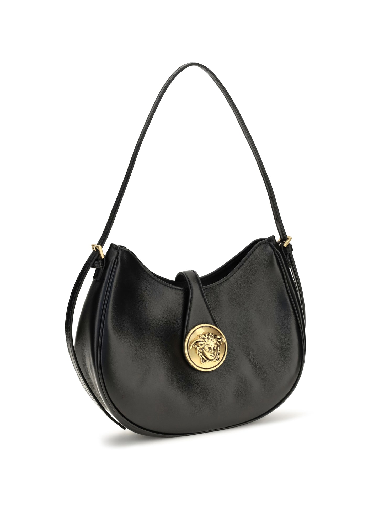 Versace Women Small Emblème Hobo Lambskin Shoulder Bag VERSACE