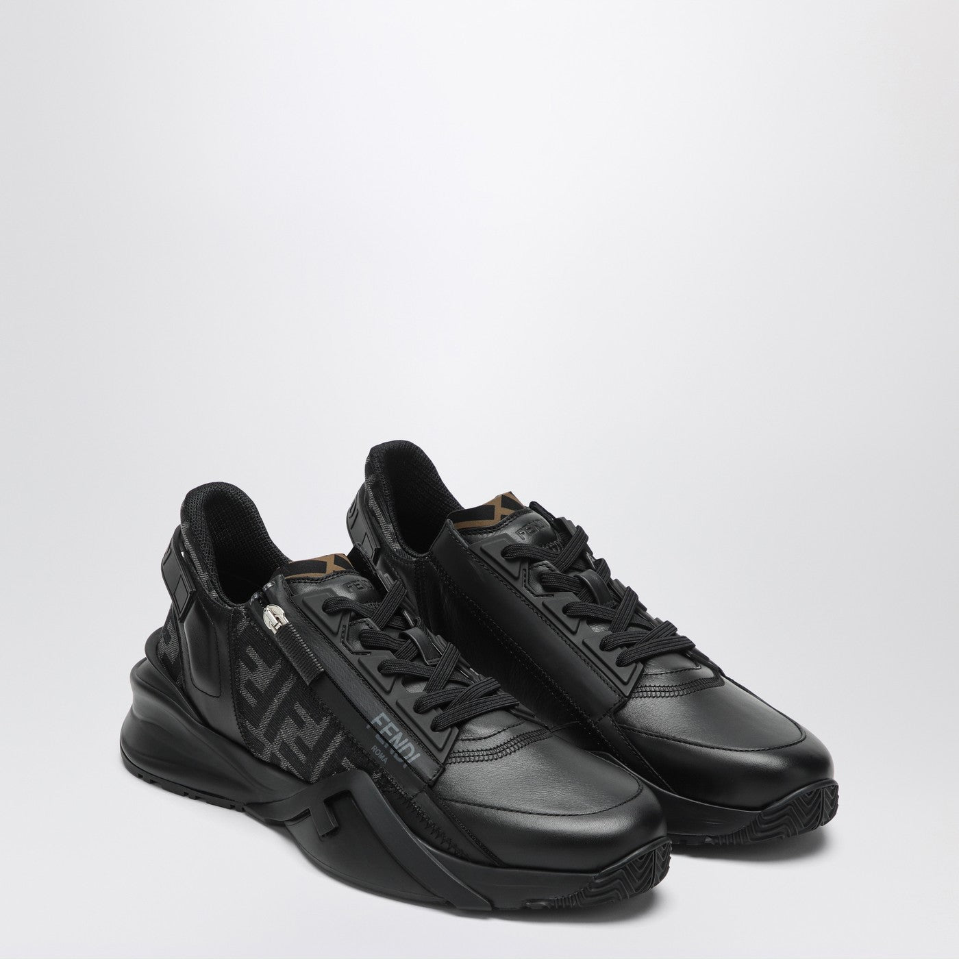 Fendi Fendi Flow Black Leather Sneaker Men FENDI