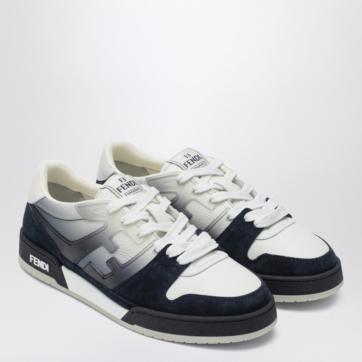 Fendi Fendi Match Sneaker In White Leather And Blue Suede Men FENDI
