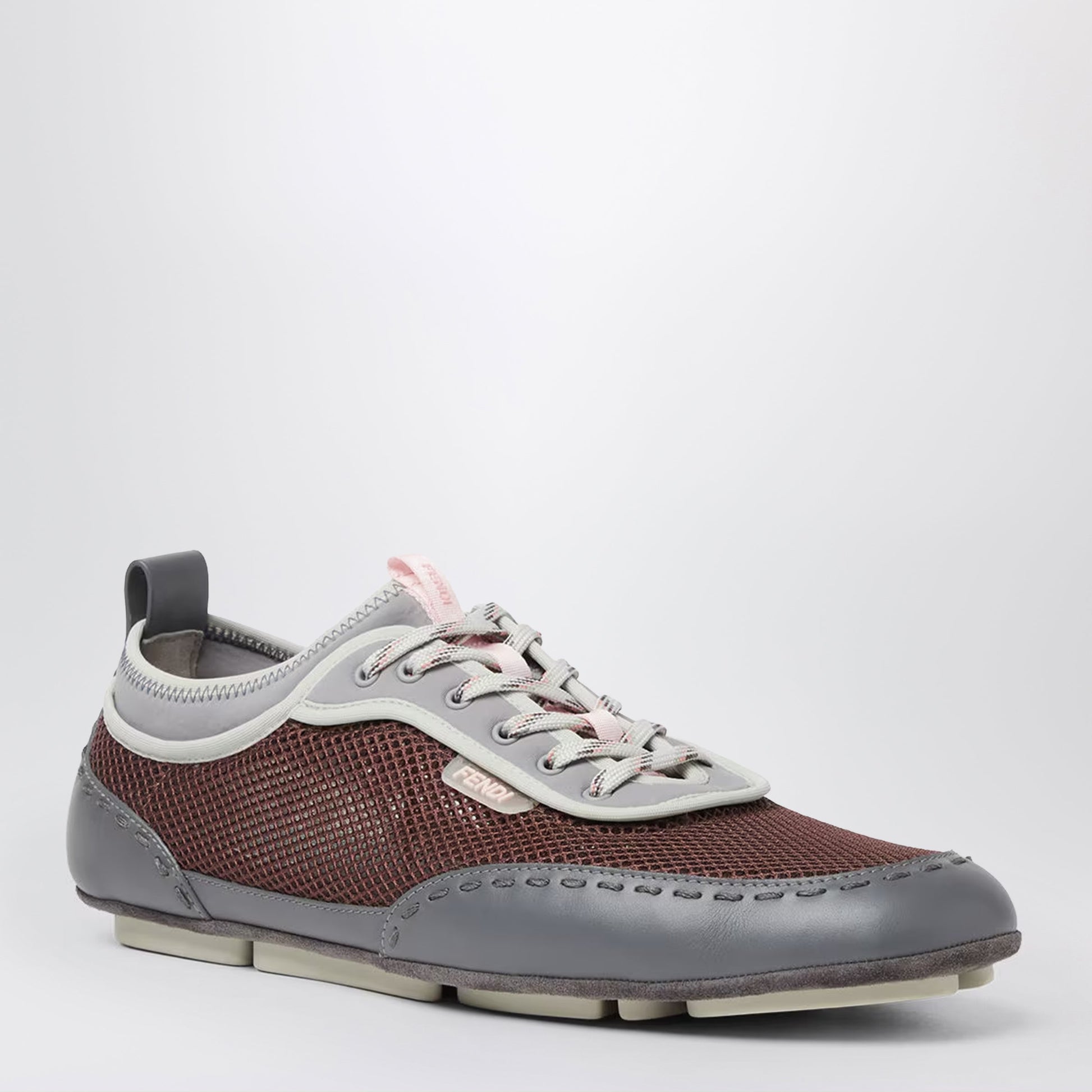 Fendi Fit Trainers Neon Blue Mesh And Grey Leather Men FENDI