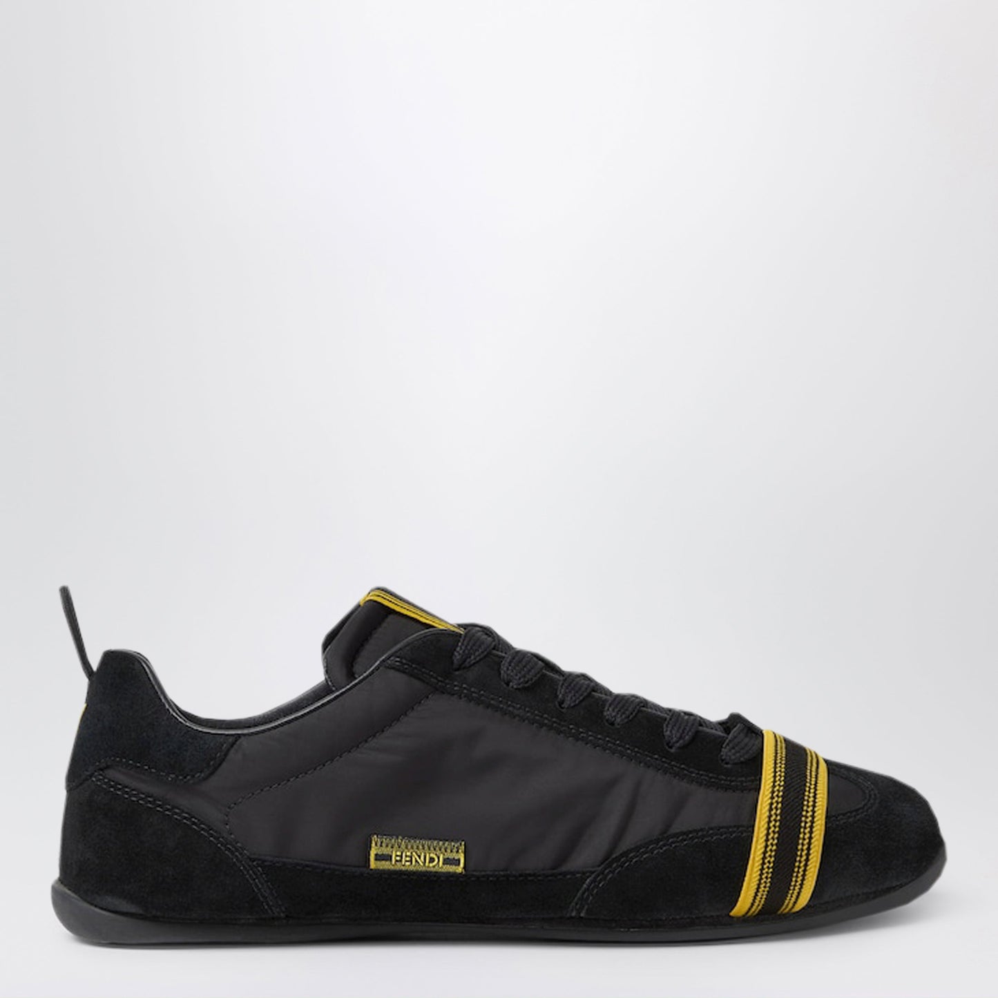 Fendi Wrap Trainers In Black Suede And Fabric Men FENDI
