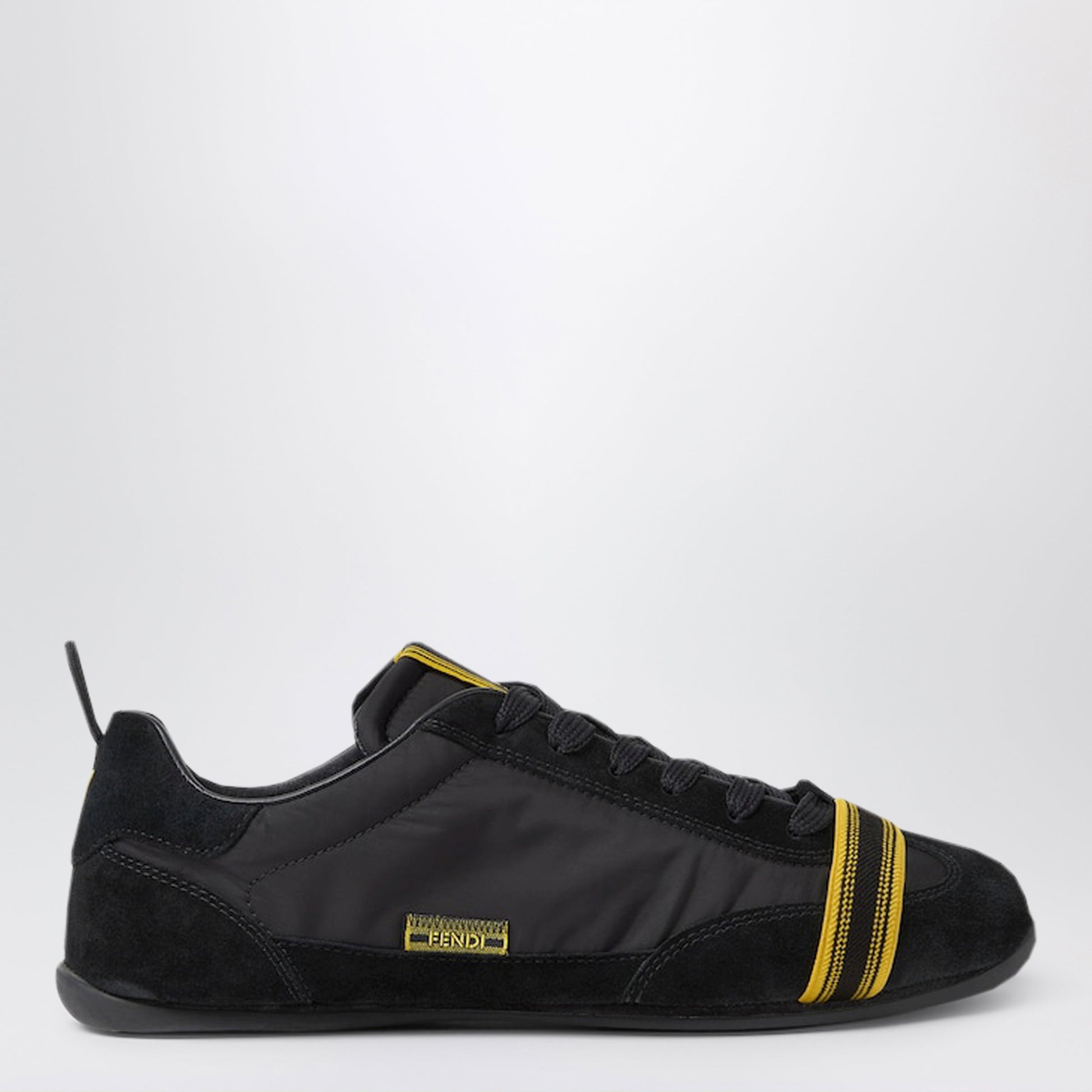Fendi Wrap Trainers In Black Suede And Fabric Men FENDI