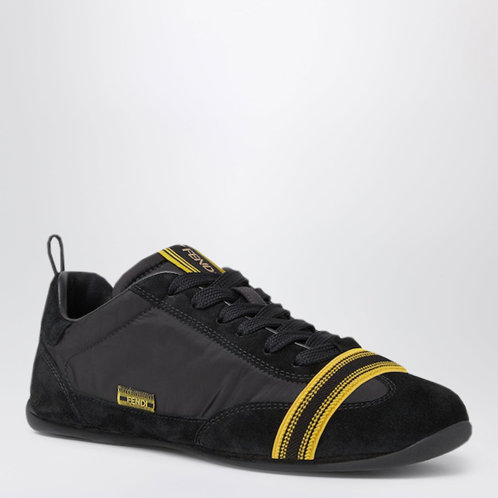 Fendi Wrap Trainers In Black Suede And Fabric Men FENDI