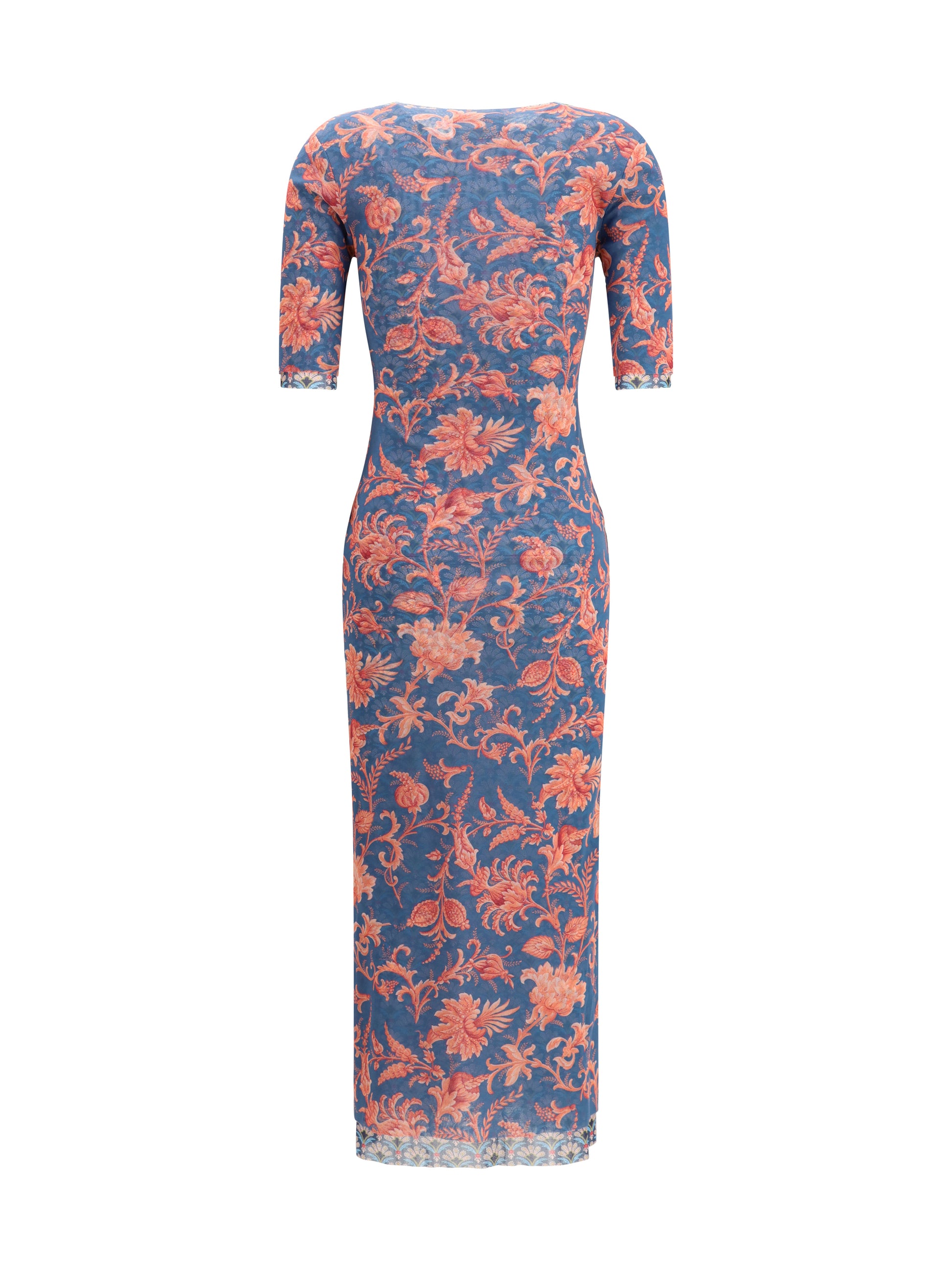 Etro Women Stretch Tulle Midi Dress With Floral Motif ETRO