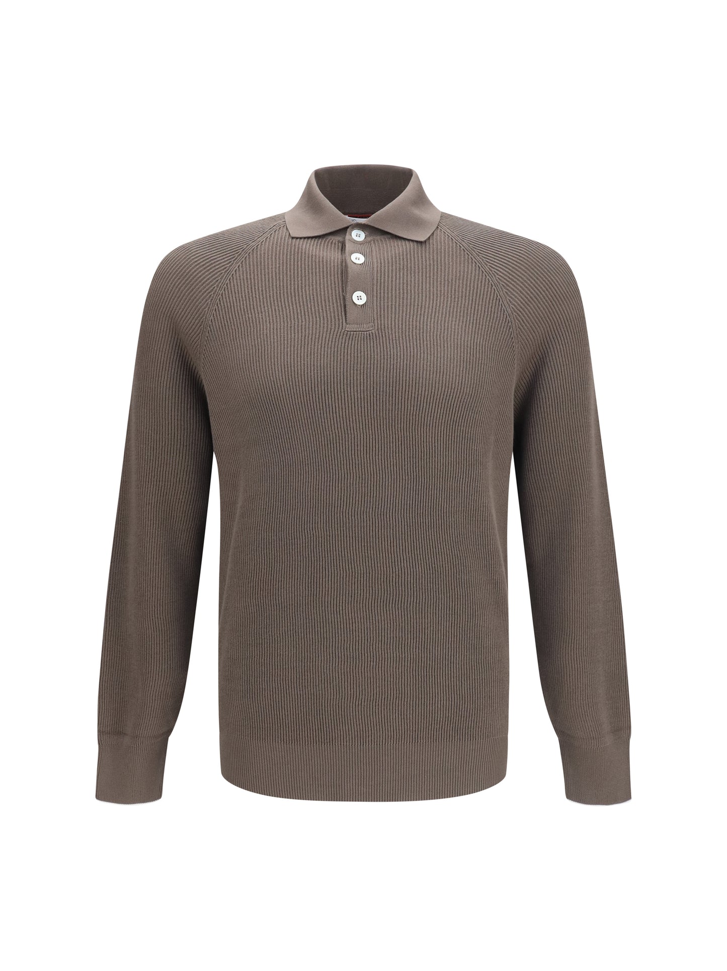Brunello Cucinelli Men Long-Sleeve Knit Polo Shirt BRUNELLO CUCINELLI