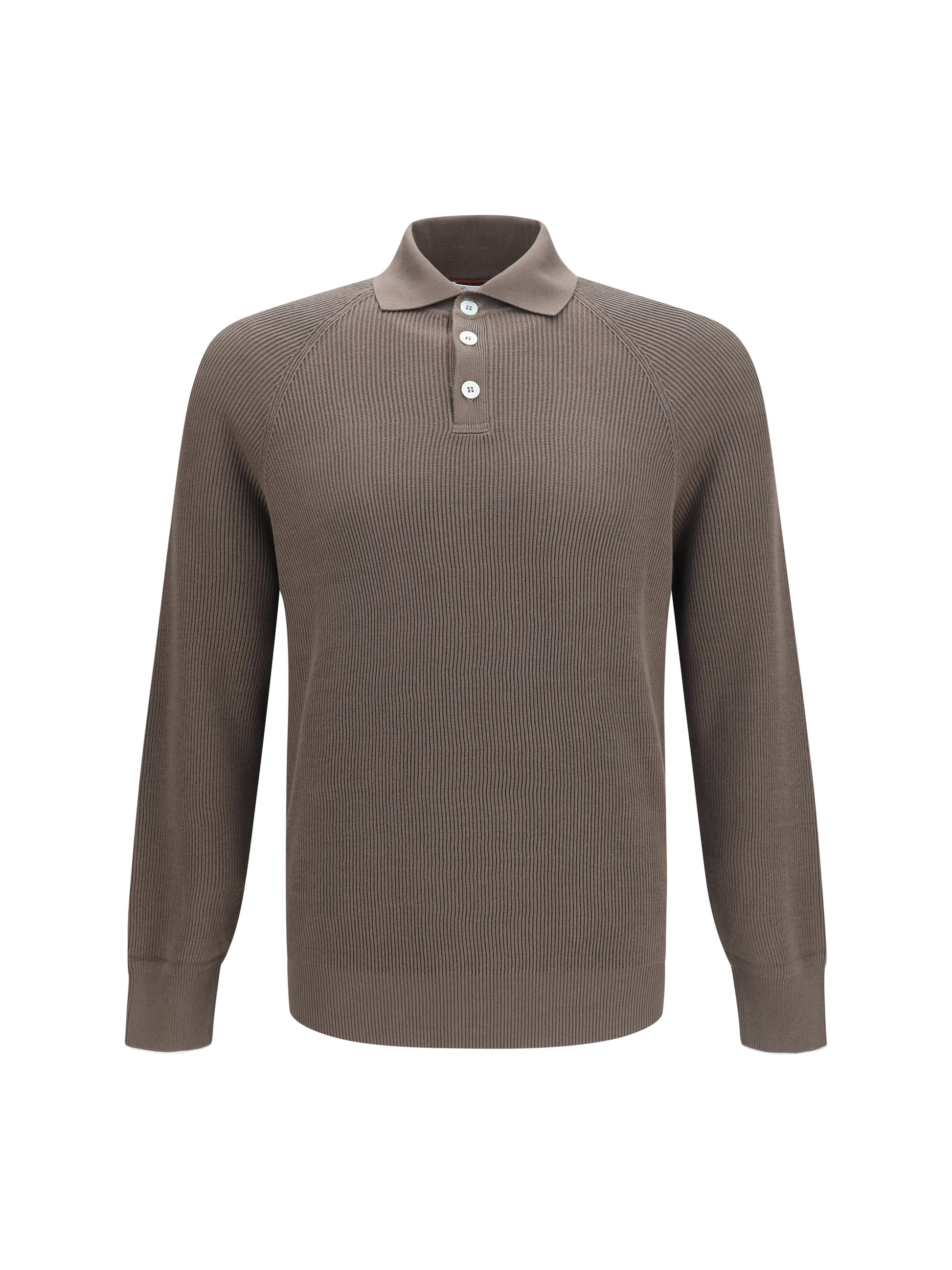 Brunello Cucinelli Men Long-Sleeve Knit Polo Shirt BRUNELLO CUCINELLI