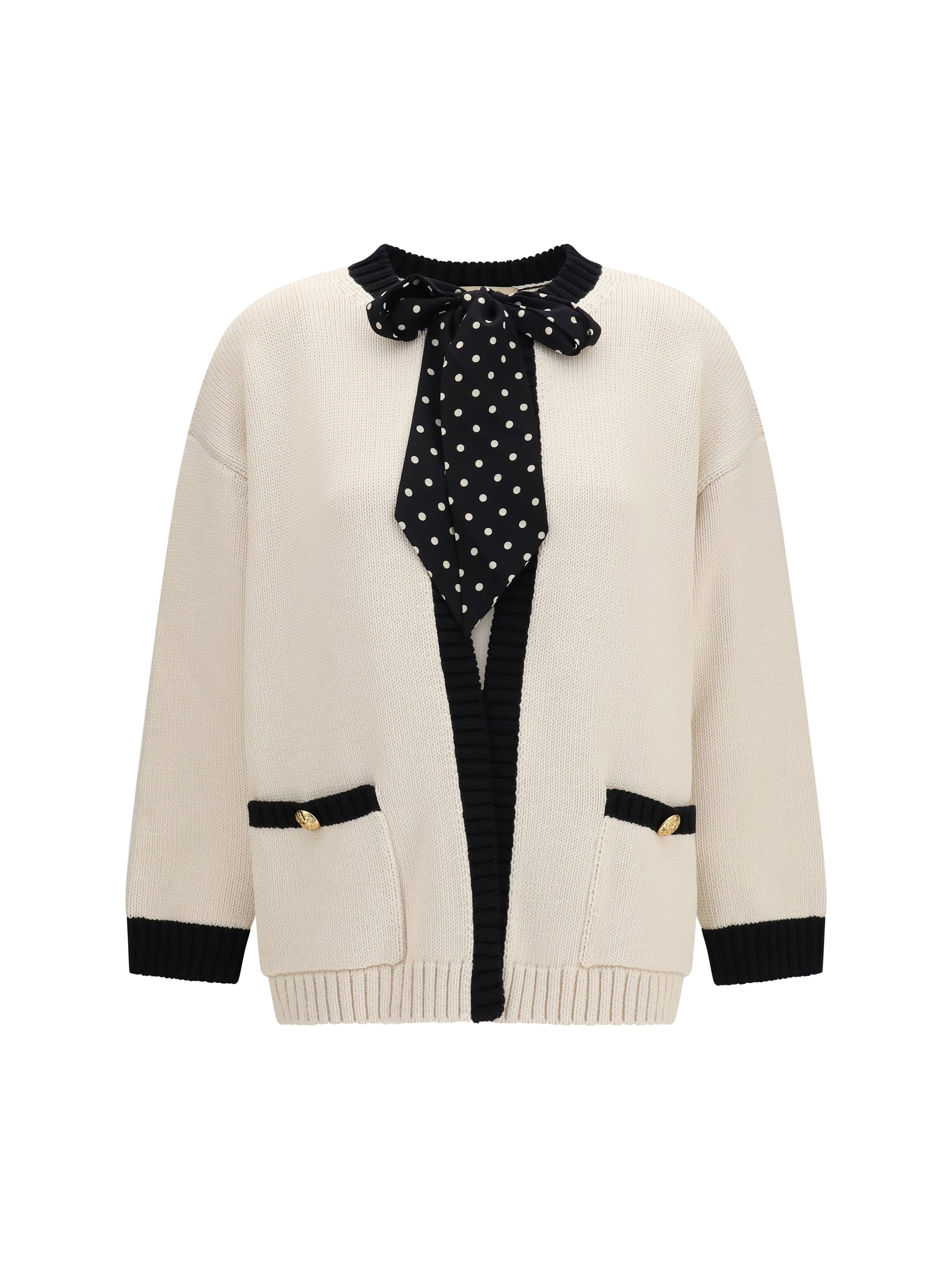 Valentino Women Open Polka-Dot Bow Cardigan VALENTINO
