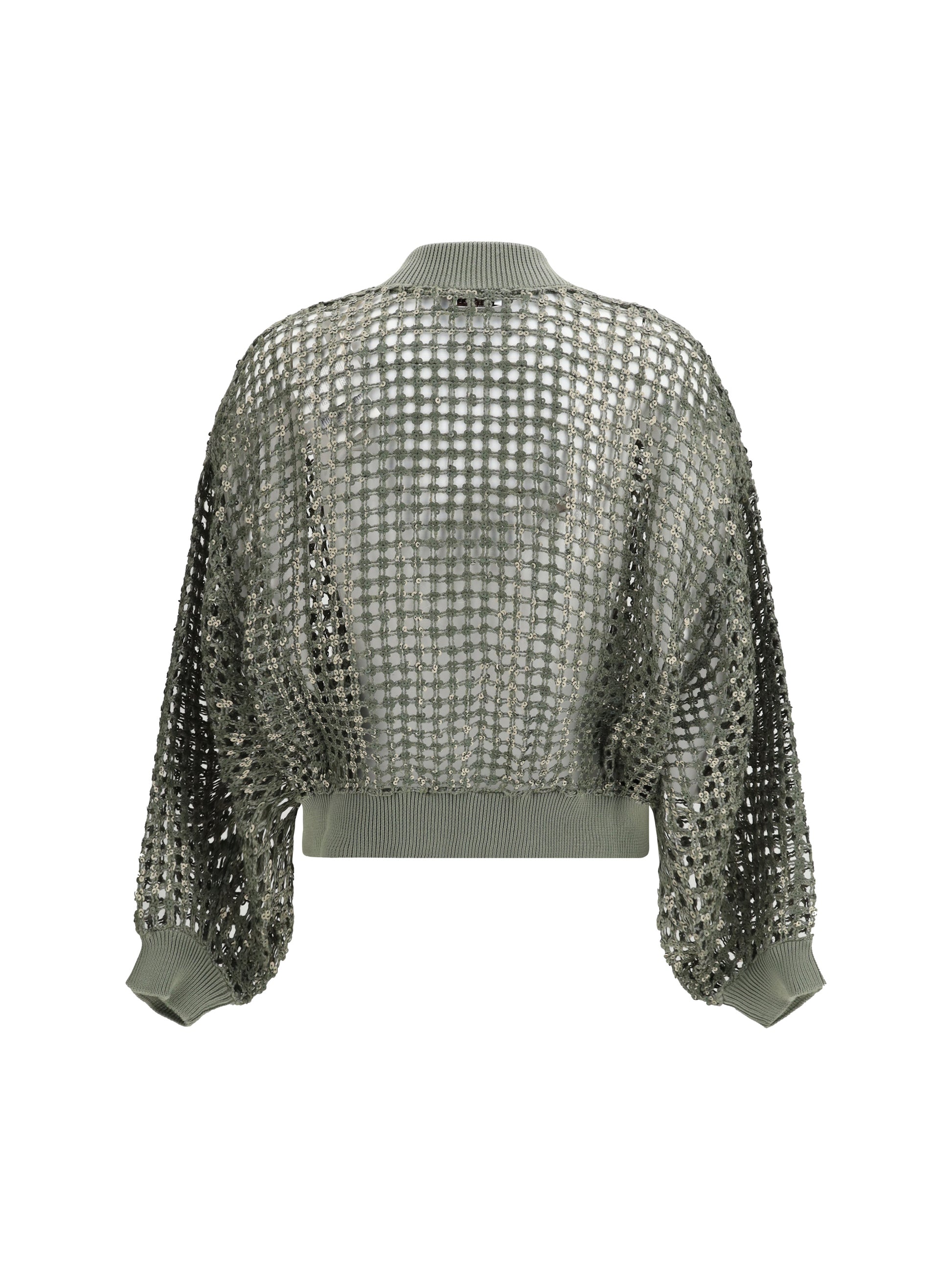 Brunello Cucinelli Women Solk And Linen Dazzling Net Embroidery Cardigan BRUNELLO CUCINELLI