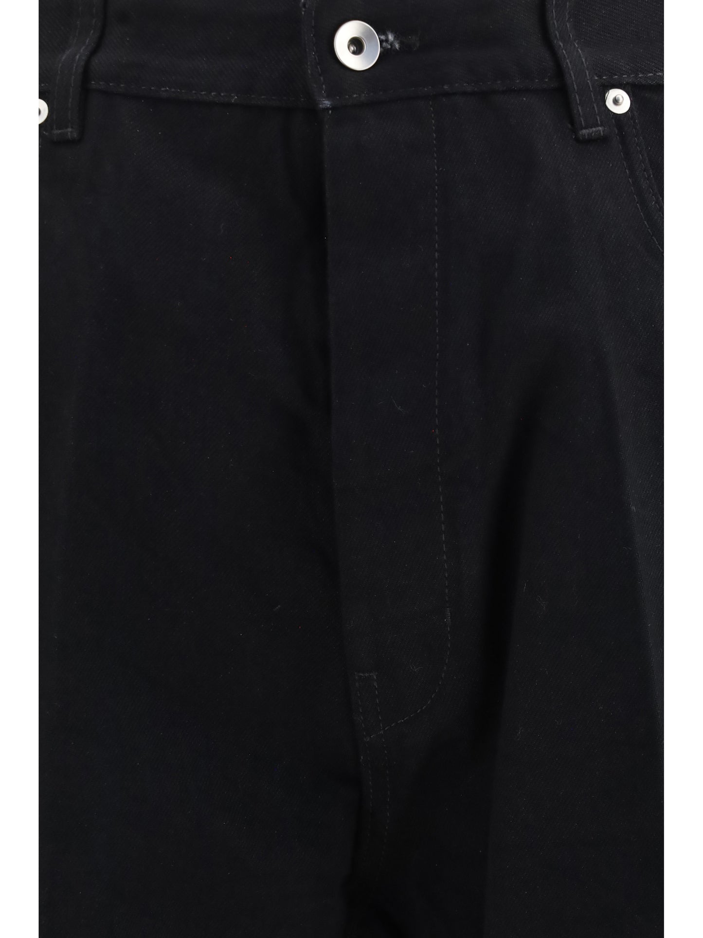 Rick Owens Men Frayed Hem Cotton Jeans RICK OWENS