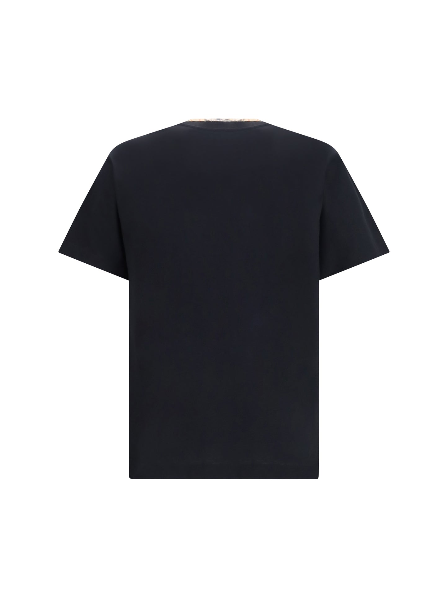 Burberry Men Cotton T-Shirt With Check Trims BURBERRY