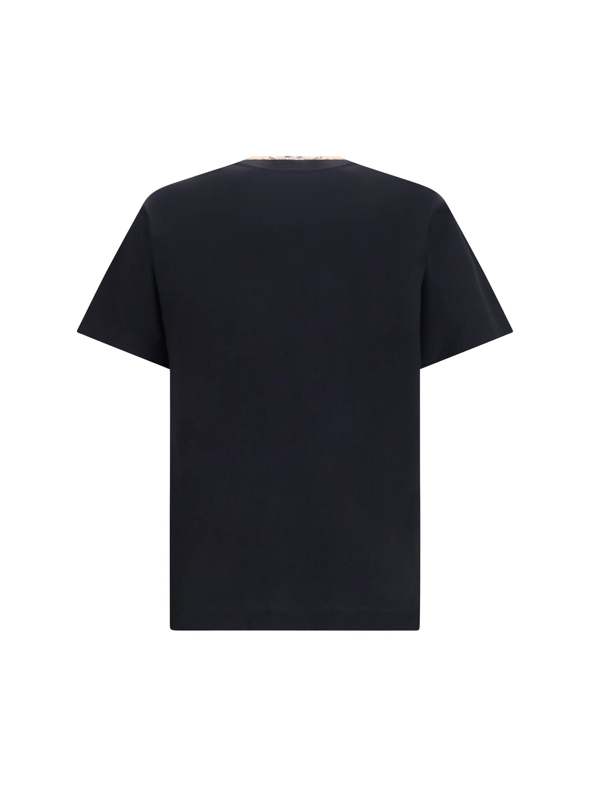 Burberry Men Cotton T-Shirt With Check Trims BURBERRY