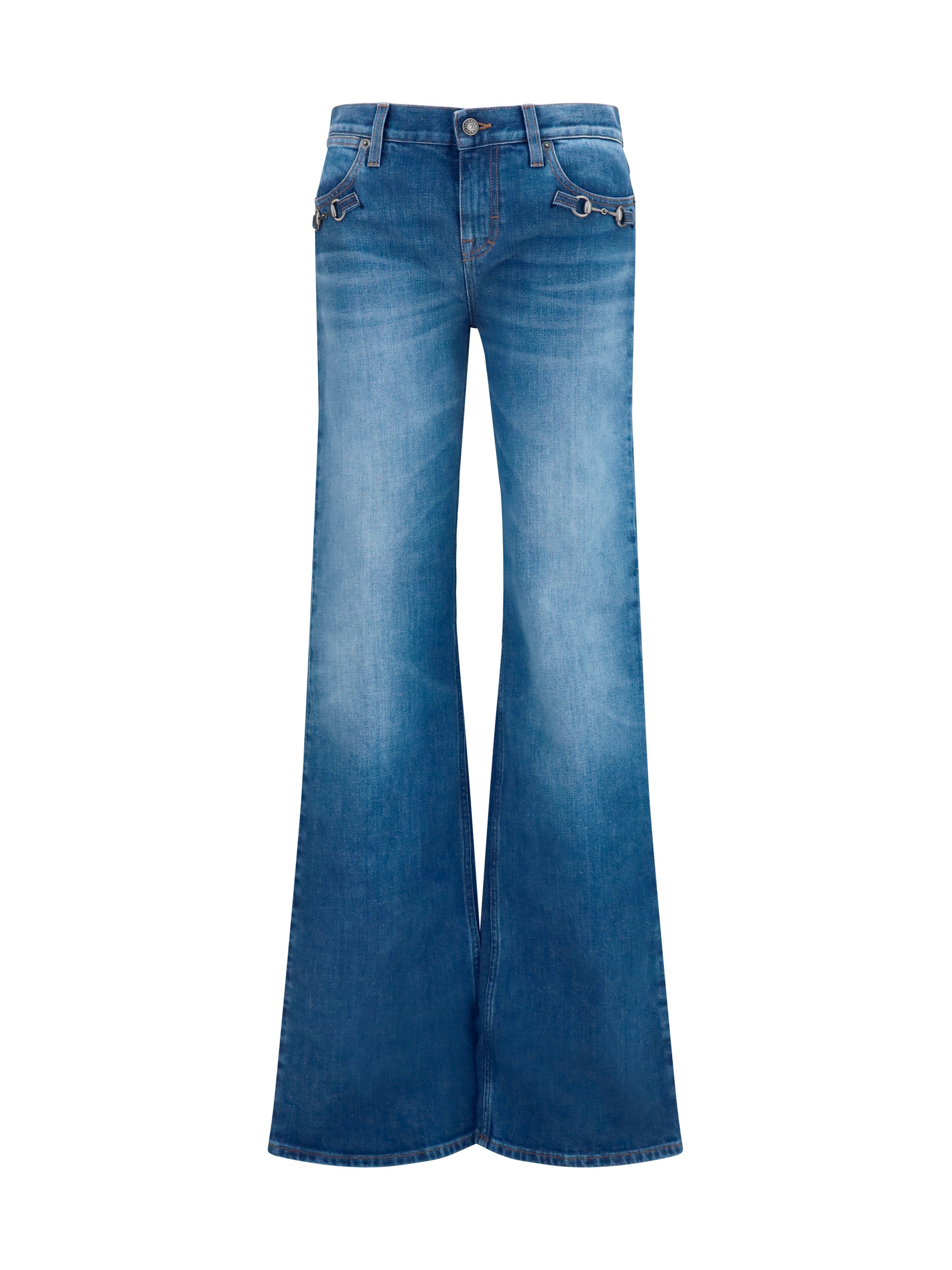 Gucci Women Stretch Cotton Jeans With Horsebit GUCCI