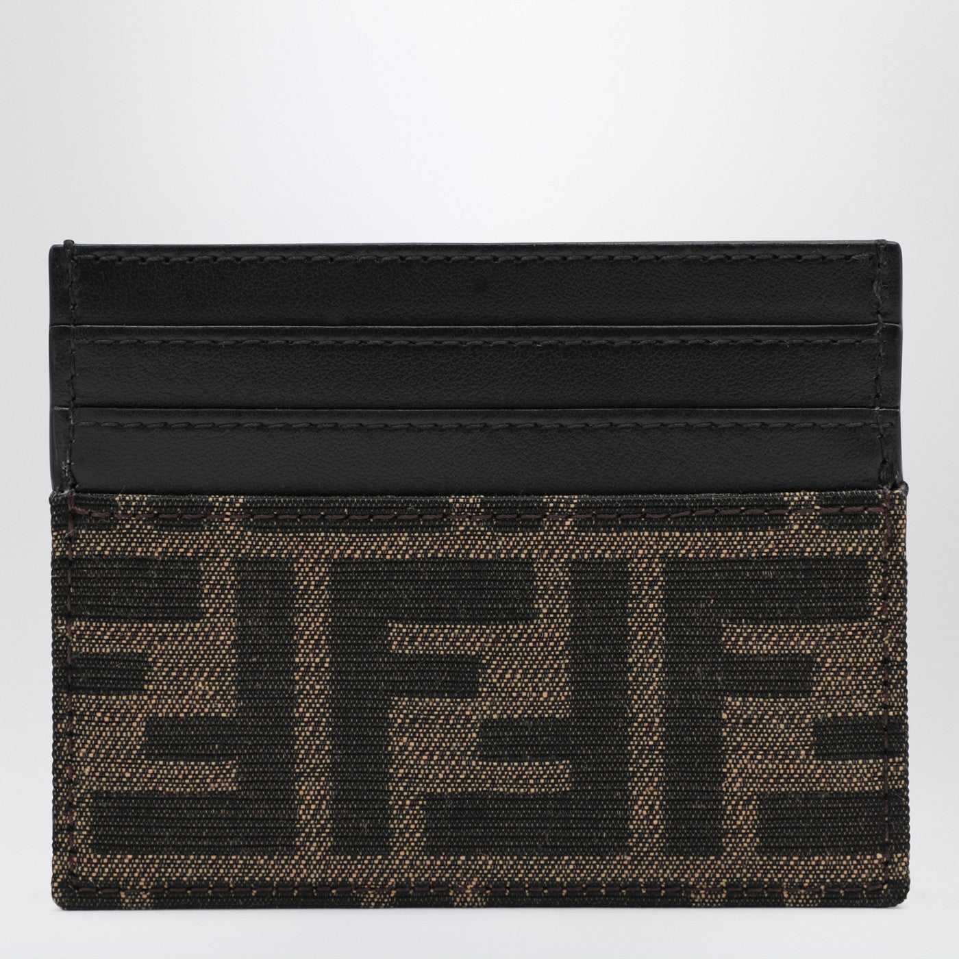 Fendi Brown Ff Jacquard Fabric Card Holder Men FENDI
