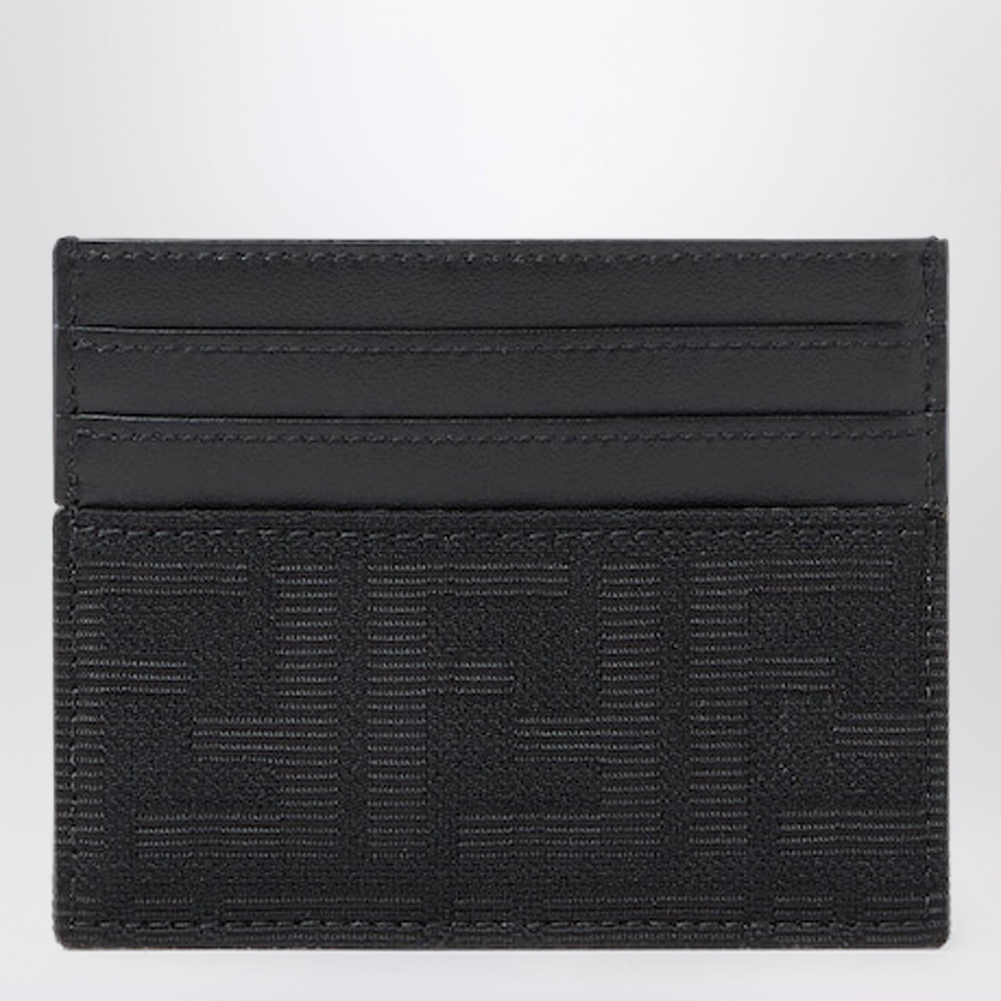 Fendi Ff Zucca Jacquard And Black Leather Card Holder Men FENDI