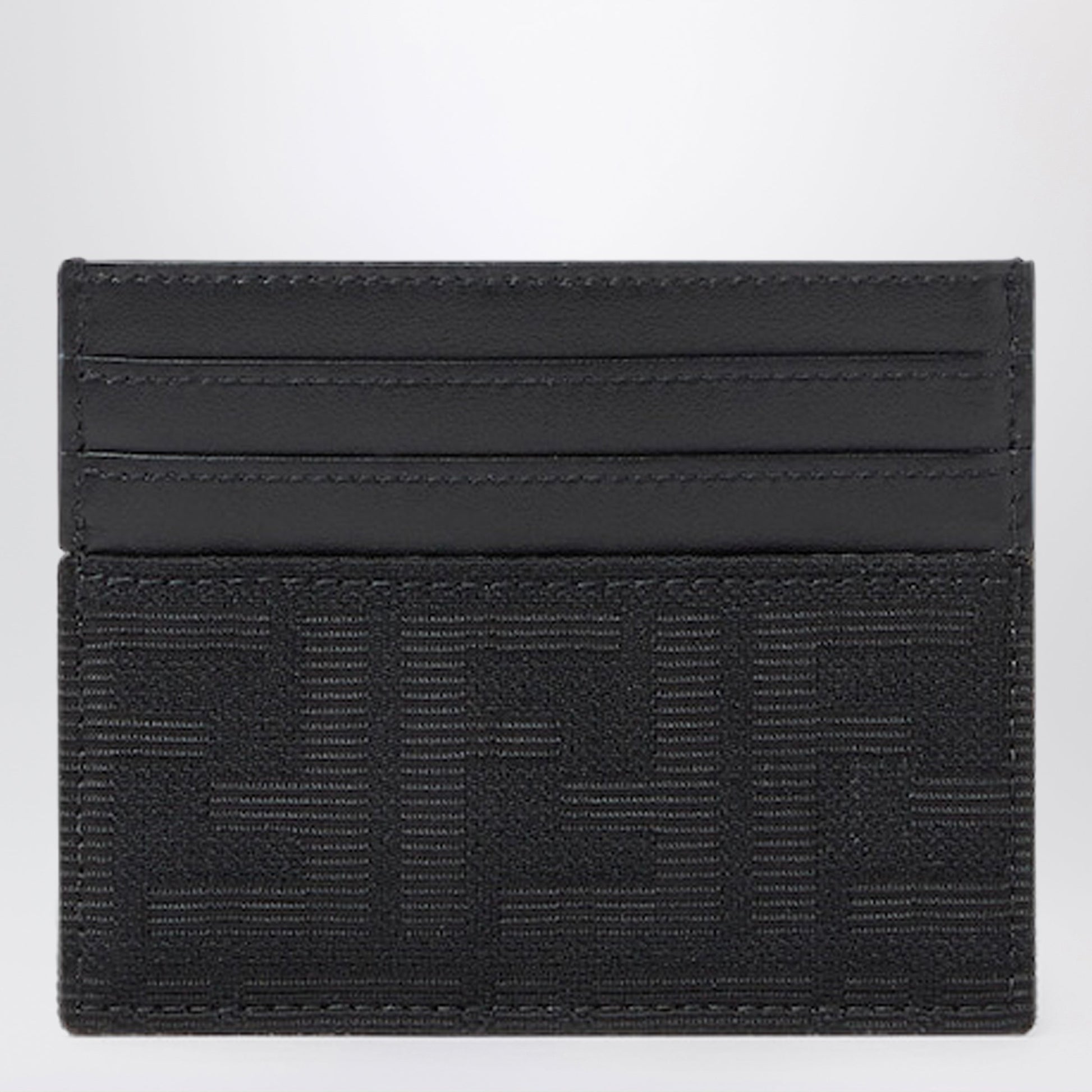 Fendi Ff Zucca Jacquard And Black Leather Card Holder Men FENDI