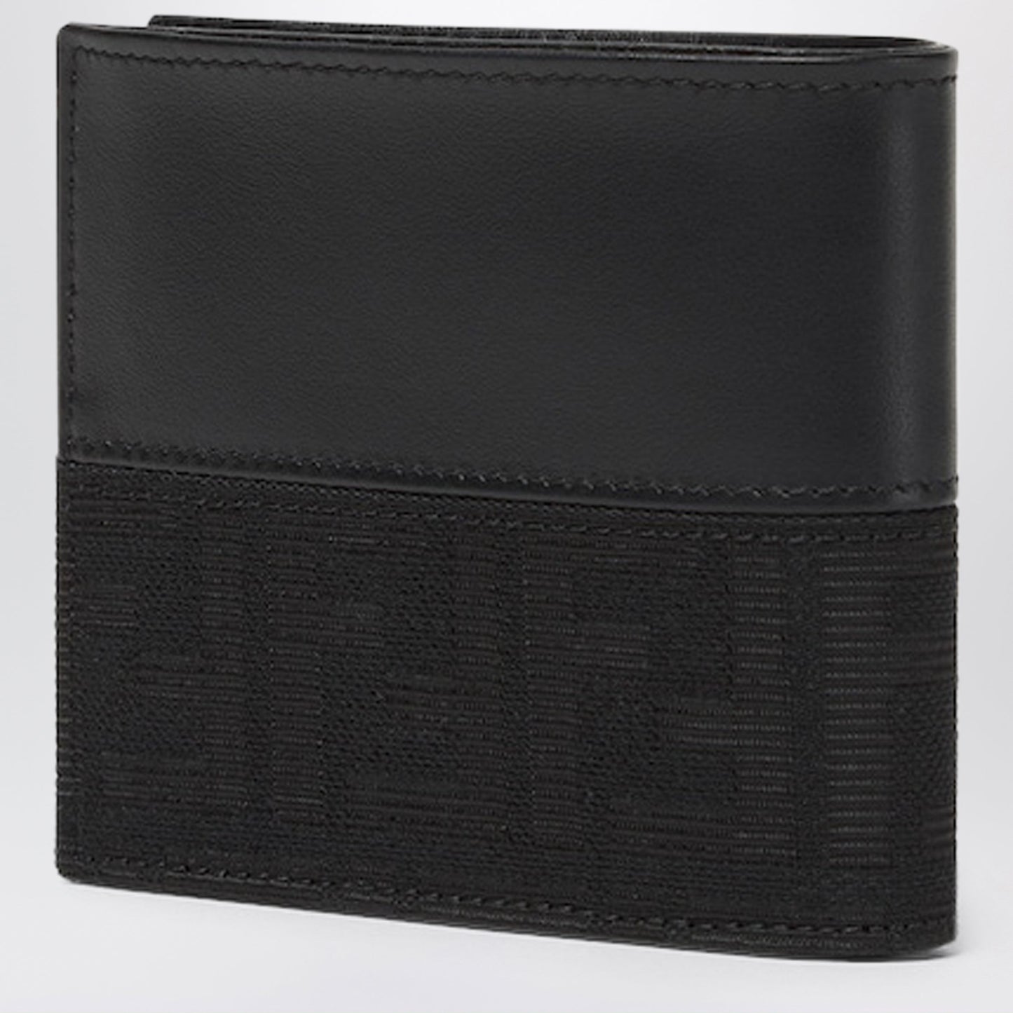 Fendi Ff Zucca Jacquard And Black Leather Bi-Fold Wallet Men FENDI