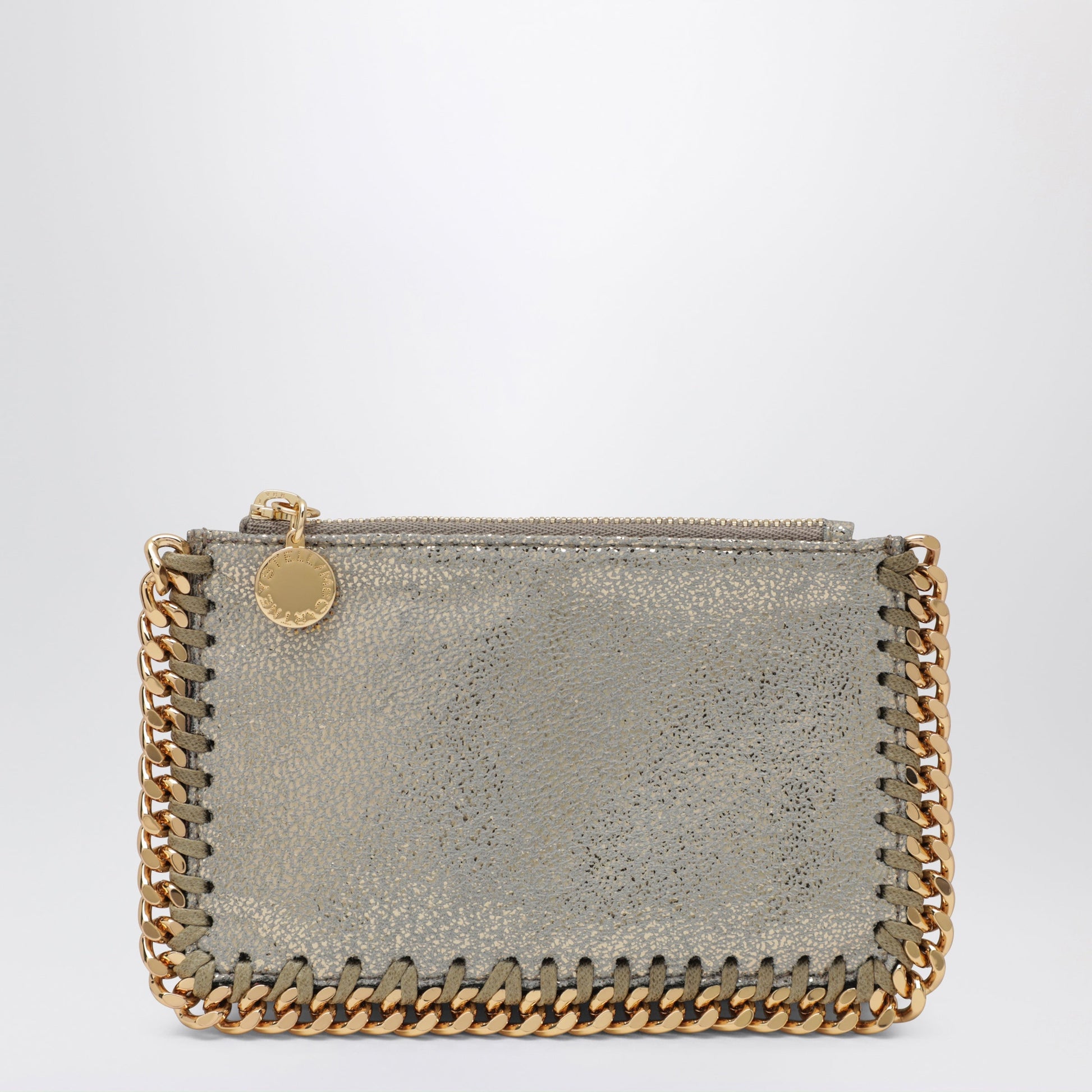 Stella Mccartney Falabella Card Holder In Metallic Pyrite Women STELLA MCCARTNEY