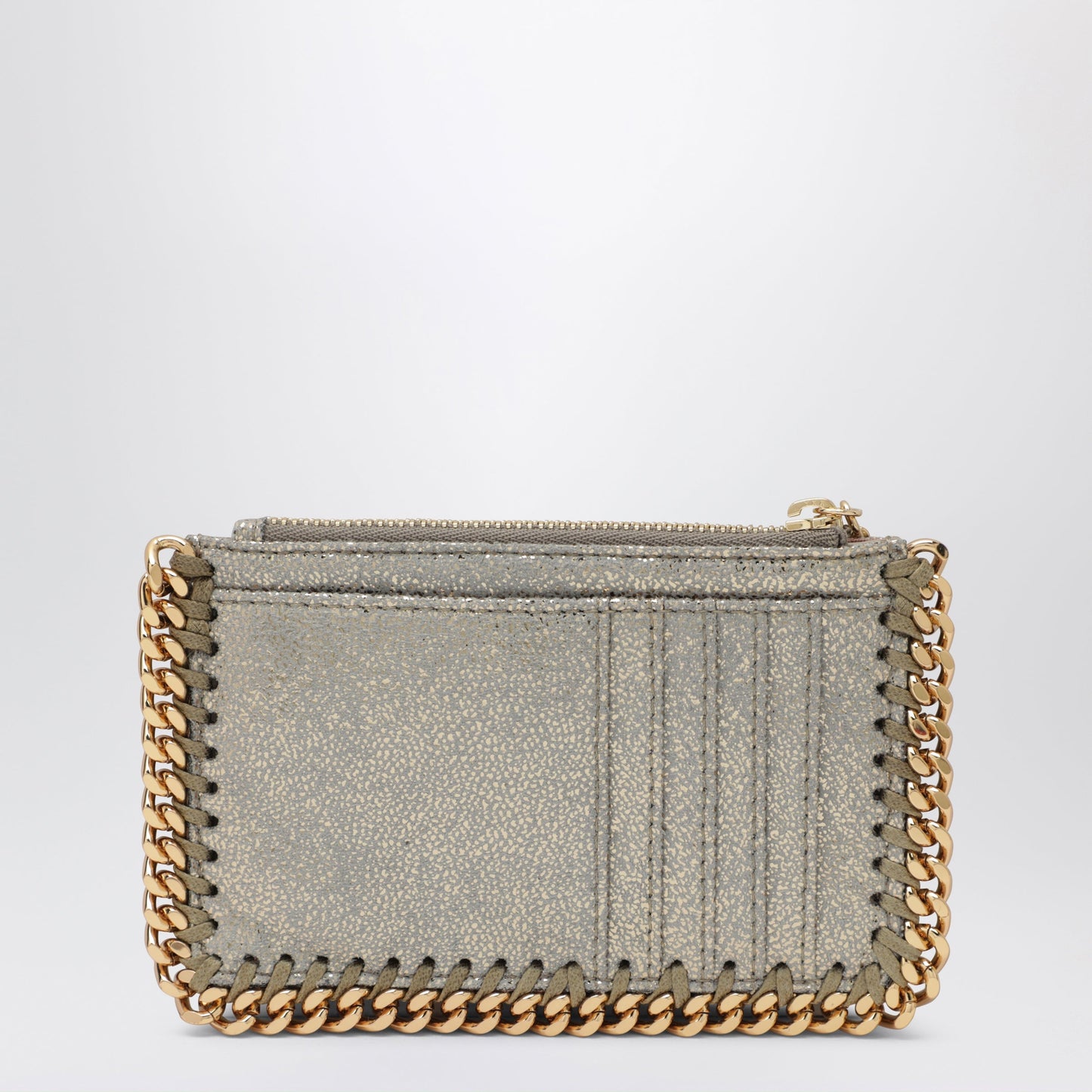 Stella Mccartney Falabella Card Holder In Metallic Pyrite Women STELLA MCCARTNEY