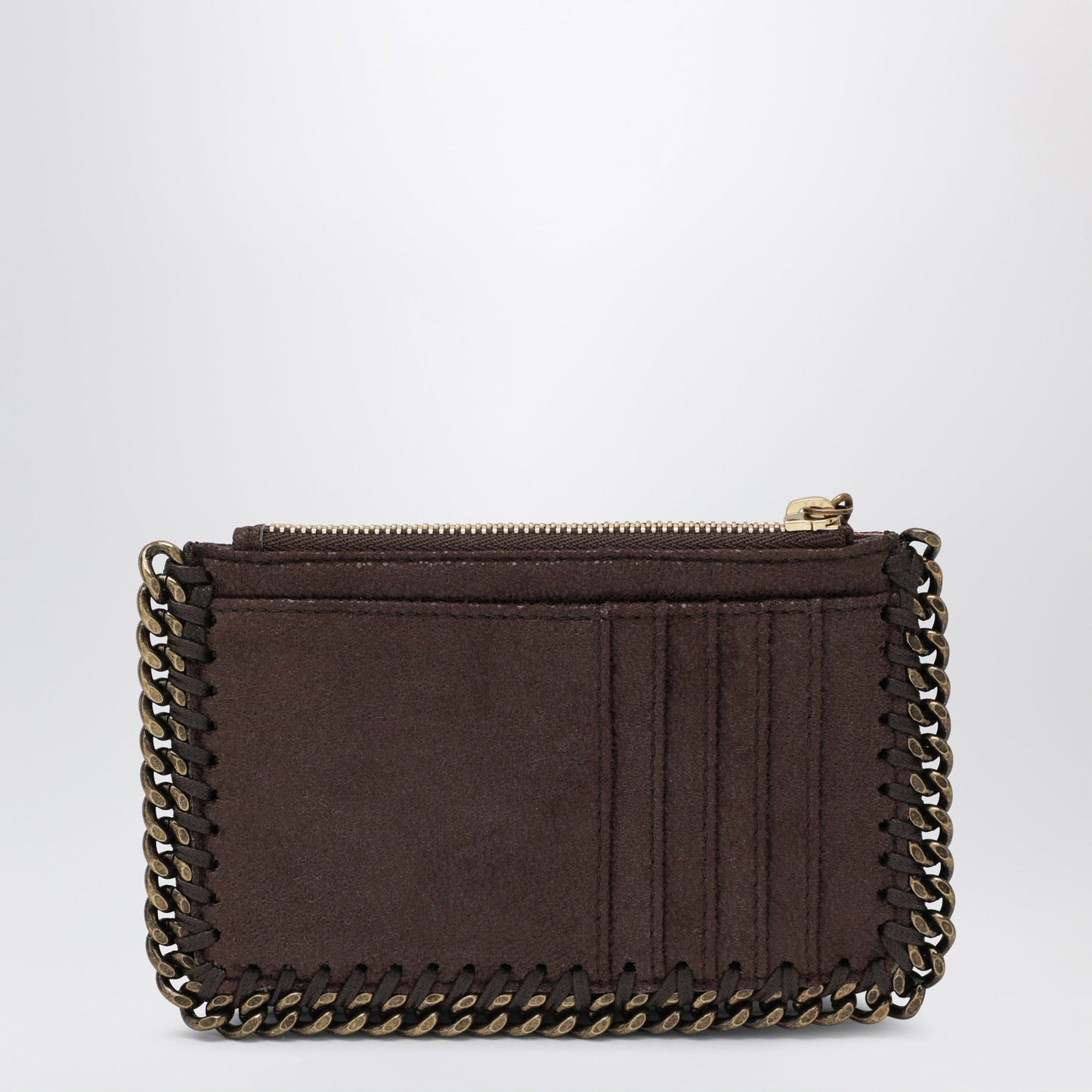 Stella Mccartney Falabella Card Holder In Mahogany Women STELLA MCCARTNEY