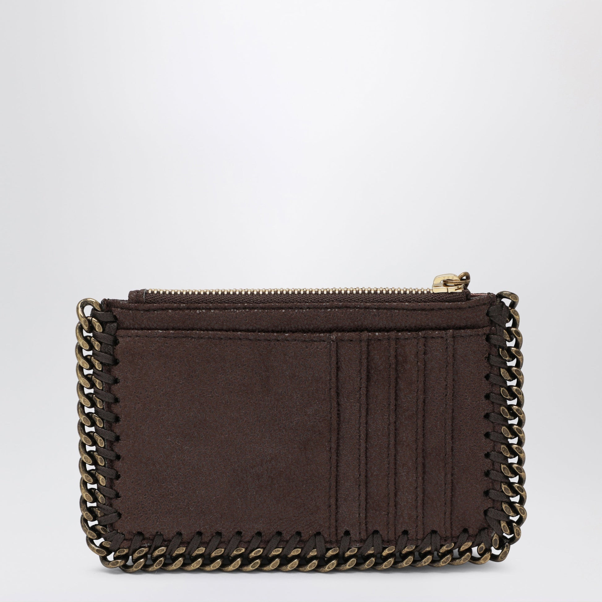 Stella Mccartney Falabella Card Holder In Mahogany Women STELLA MCCARTNEY