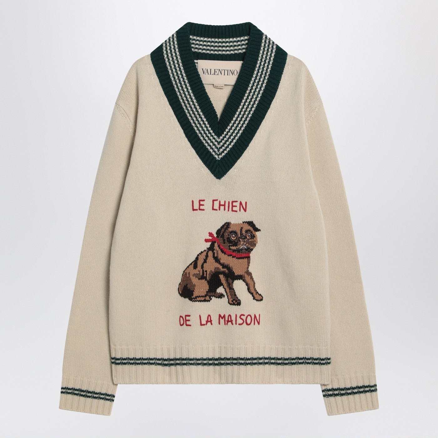 Valentino Butter-Coloured Sweater With Le Chien De La Maison Embroidery Men VALENTINO